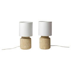 20 th century design Pair of white stone table lamps circa 1970
