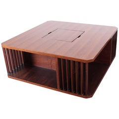 20th Century Wood Compartment Cocktail Table with Bar Andre Sornay Style, 1960s