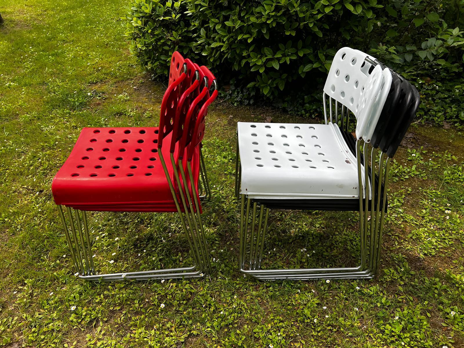 20 th CentuSet of 9 stackable chairs Omstak Rodney Kinsman for Bieffeplast, 1960 For Sale 5