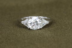 2.0 Total Carat Round & Trilliant Diamond Platinum 3-Stone Engagement Ring