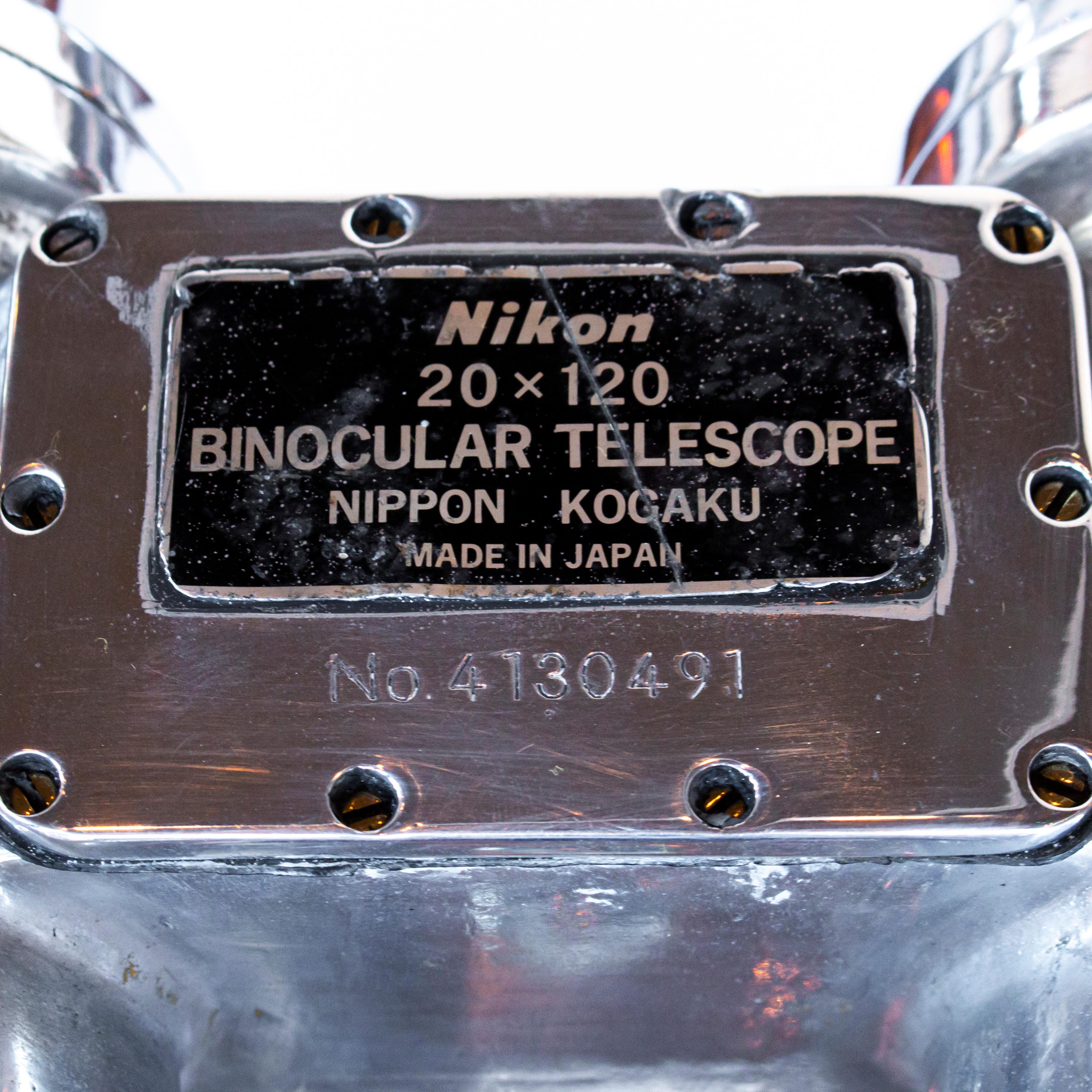 20 X 120 Nikon Marine Binoculars. Paint Stripped & metal polished. Japanese 1940 9