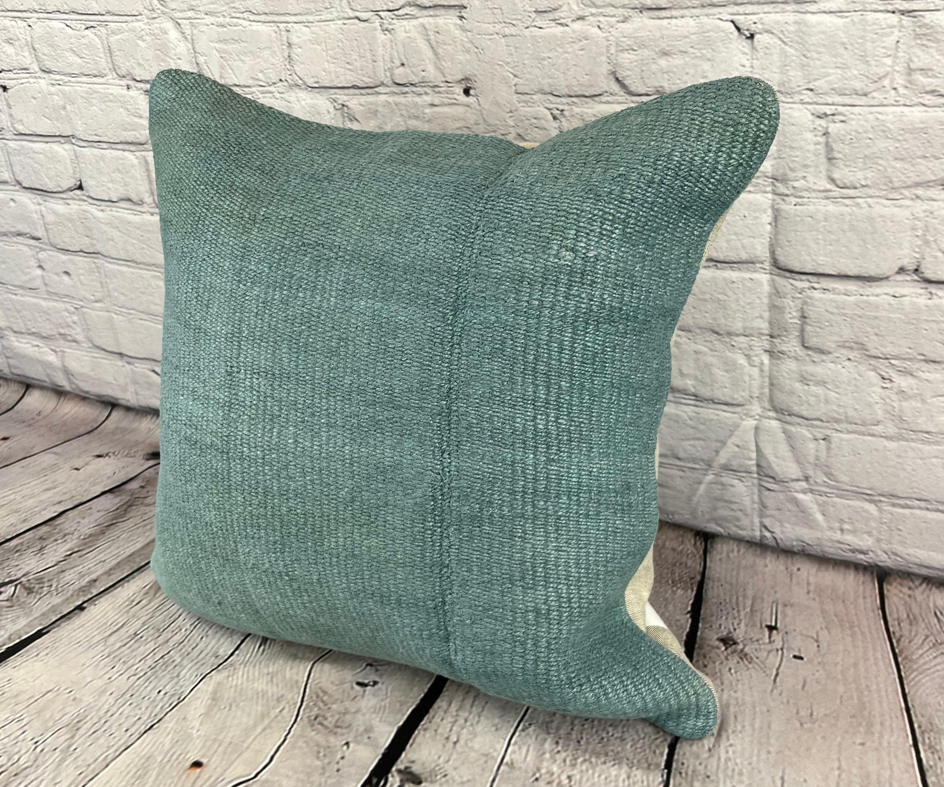 20 x 20 Hemp Pillow Turkish Cushion Natural Blue Pillow Cushion Cover #6366 Elevate your home decor with our Hemp Pillow Turkish Cushion. This exquisite pillow cover, meticulously handwoven, adds a touch of elegance and sophistication to any space.