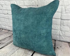 20 x 20 Hemp Pillow Turkish Cushion Natural Blue Pillow Cushion Cover #6413