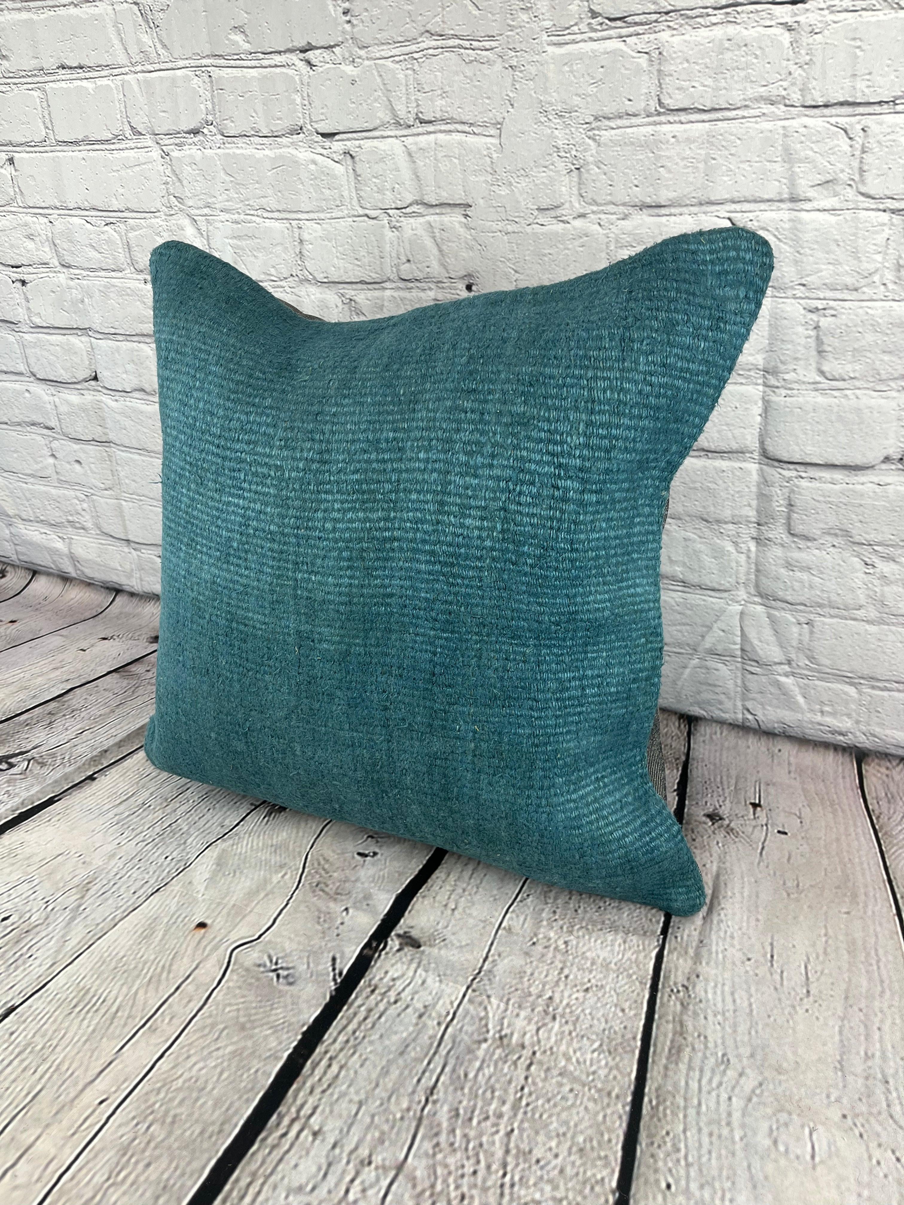 20 x 20 Hemp Pillow Turkish Cushion Natural Blue Pillow Cushion Cover #6416 Elevate your home decor with our Hemp Pillow Turkish Cushion. This exquisite pillow cover, meticulously handwoven, adds a touch of elegance and sophistication to any space.