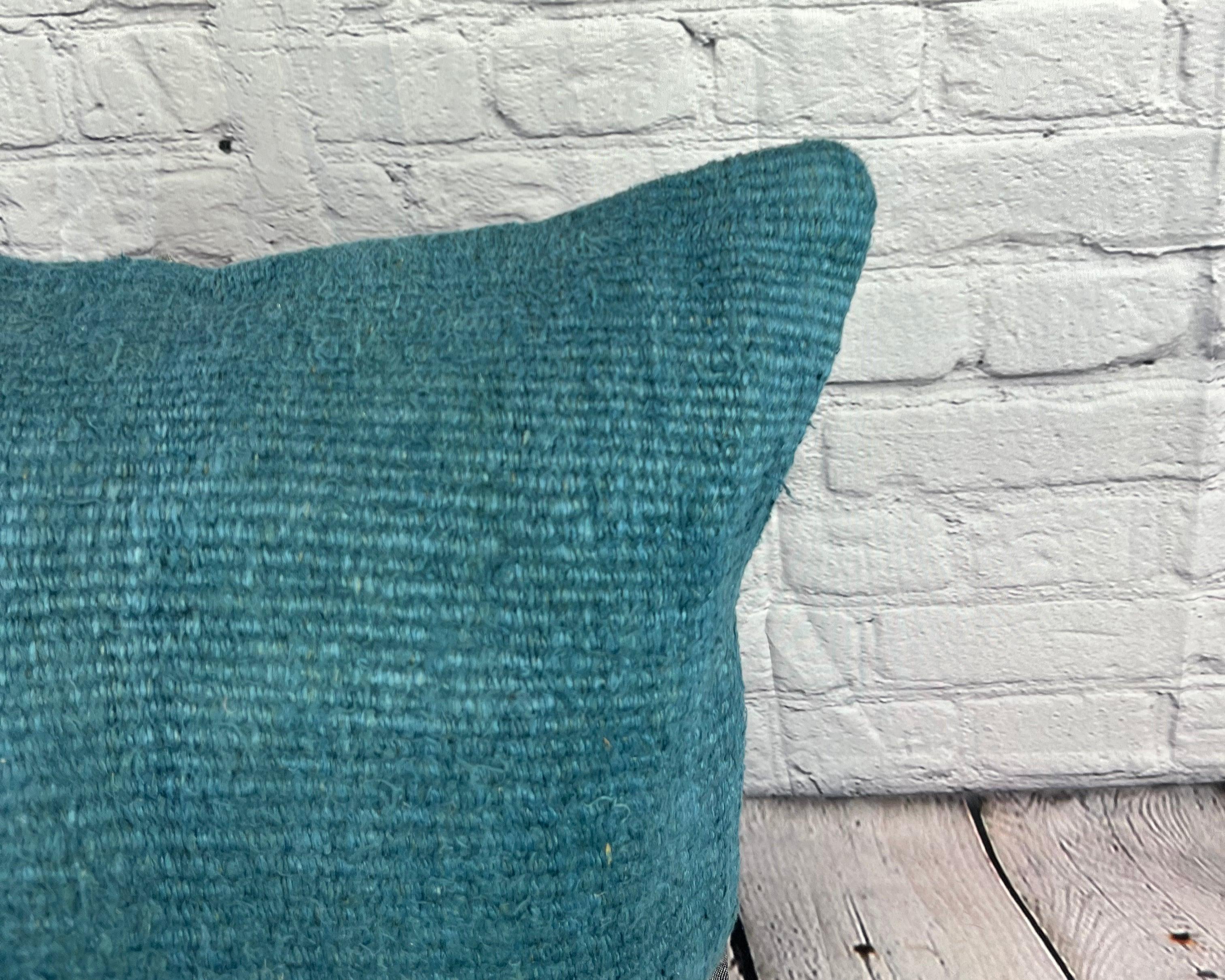 Turc Coussin de coussin turc bleu naturel 20 x 20, couvercle de coussin n° 6417 en vente