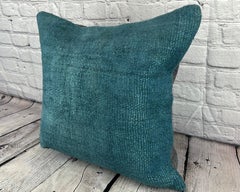 20 x 20 Hemp Pillow Turkish Cushion Natural Blue Pillow Cushion Cover #6418
