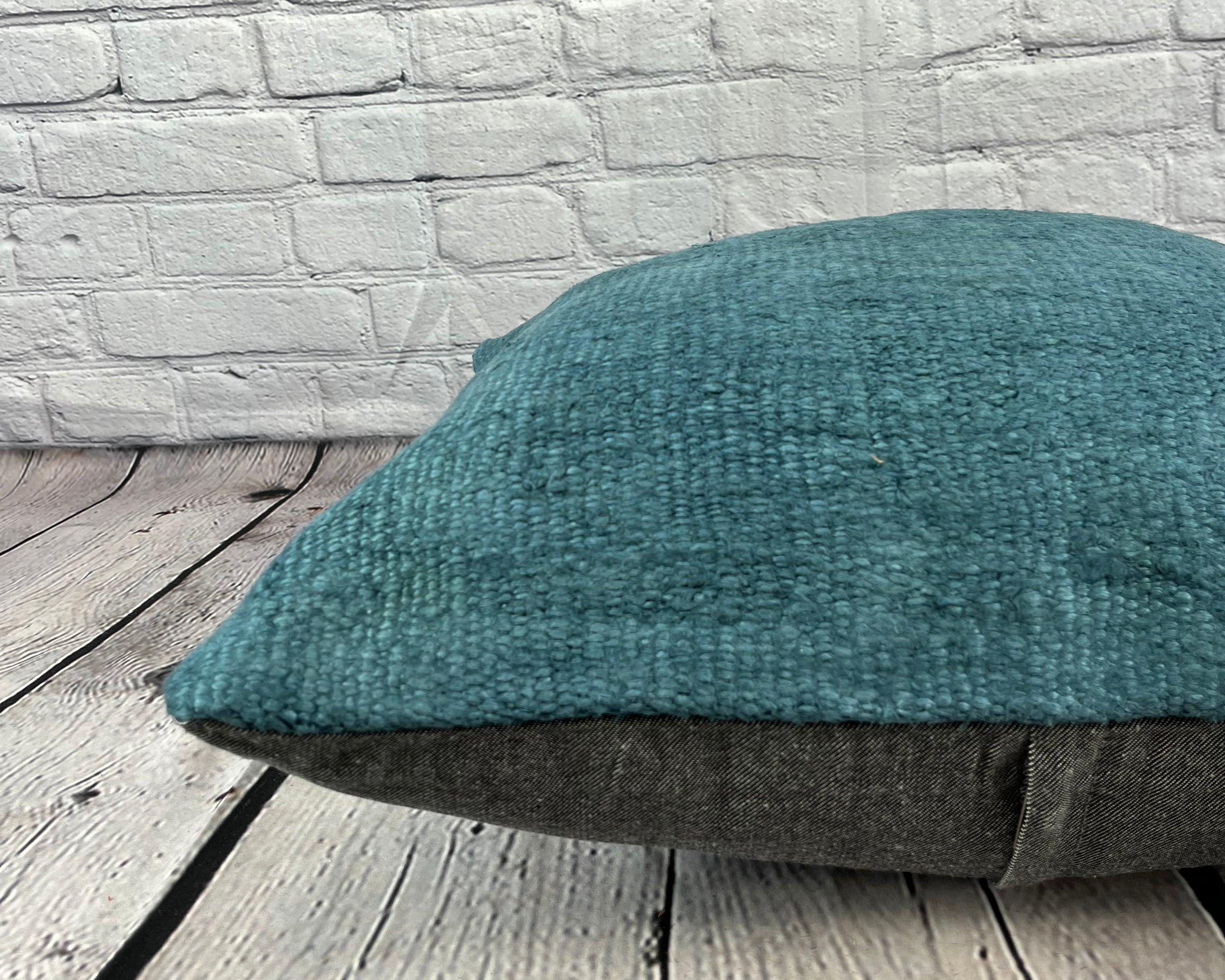 20 x 20 Hemp Kissen Türkisches Kissen mit natürlichem blauem Kissenbezug #6418 im Zustand „Neu“ im Angebot in Houston, TX