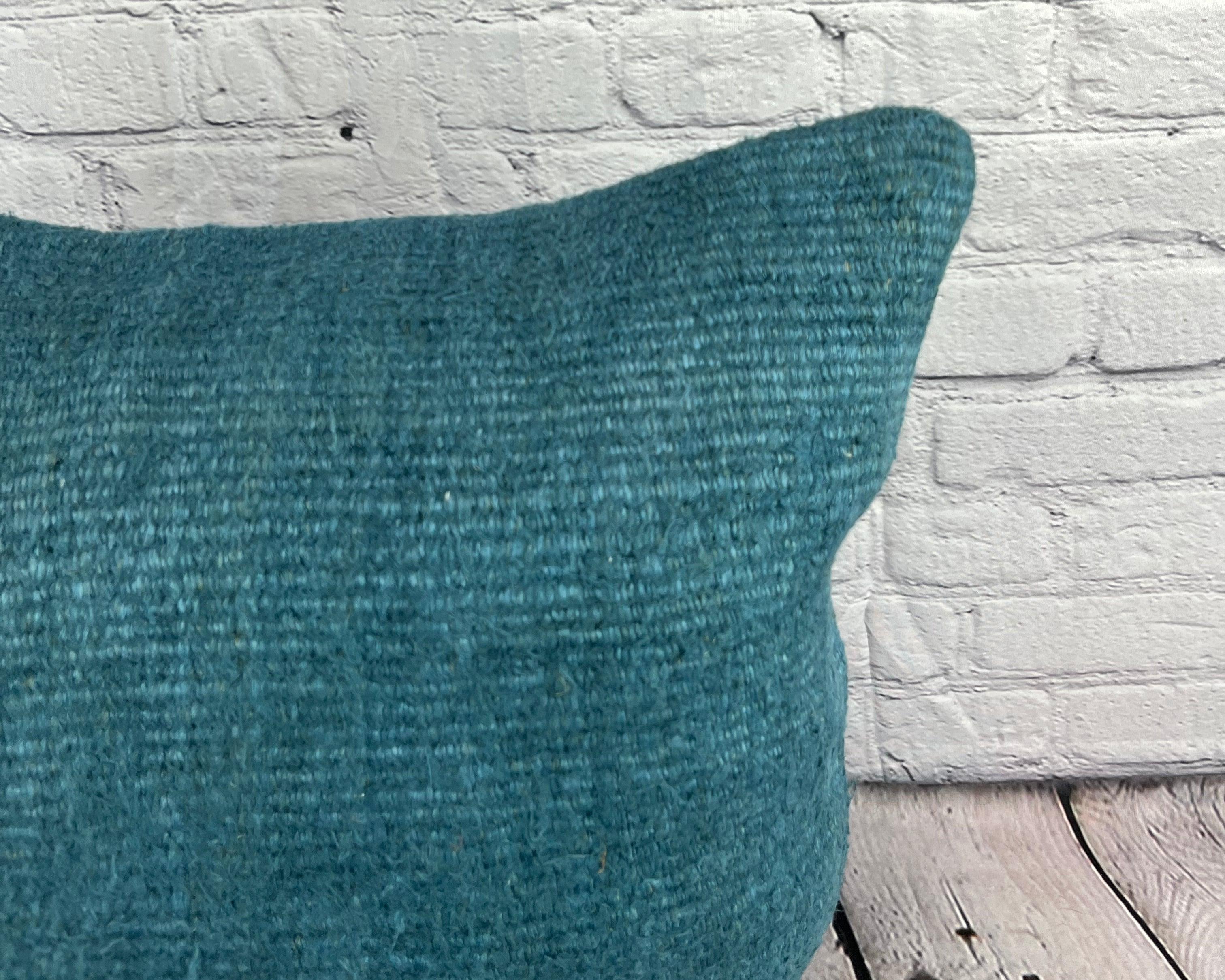 Turc Coussin de coussin turc bleu naturel 20 x 20, couvercle de coussin #6423 en vente