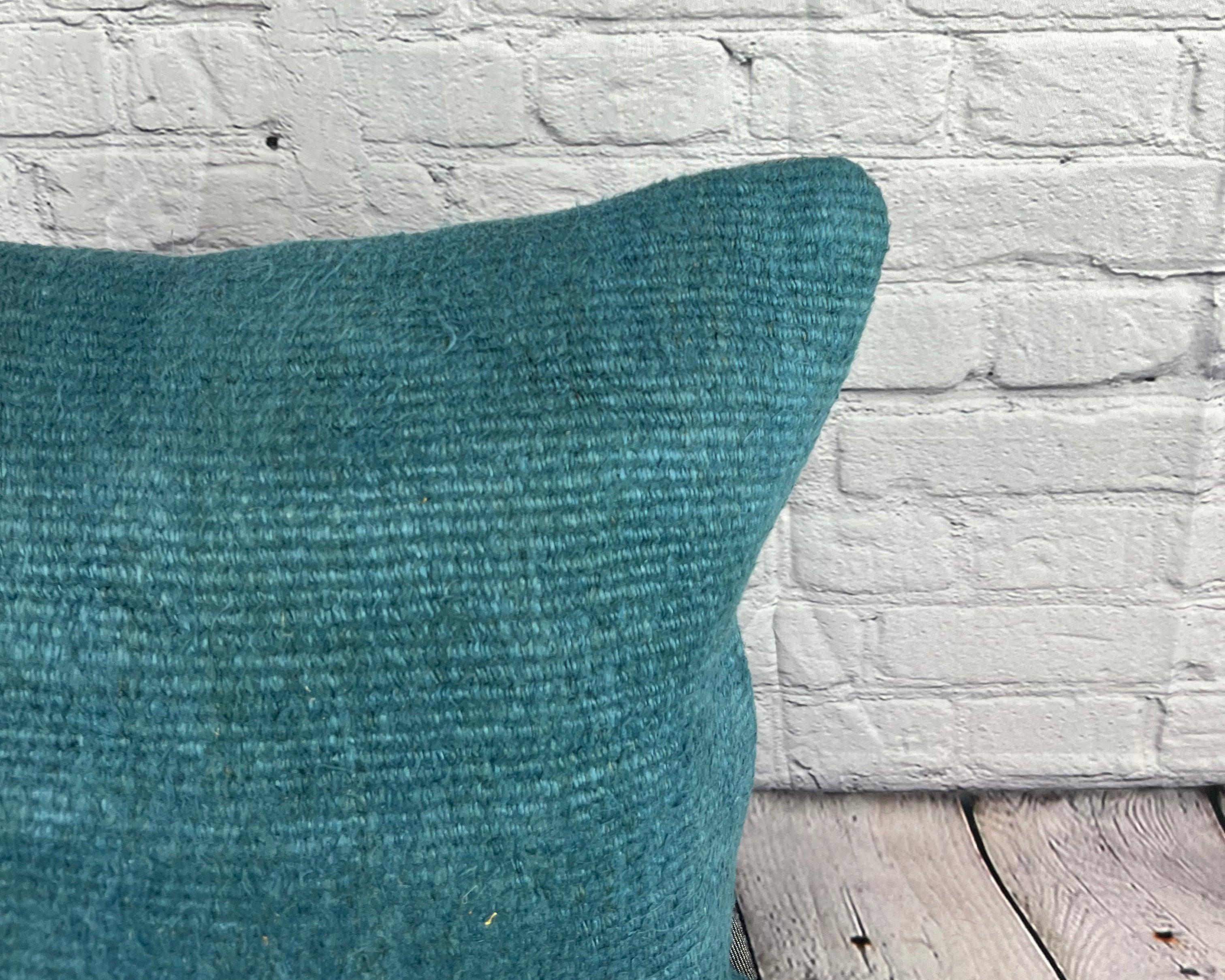 Annodato a mano 20 x 20 Cuscino Hempe Cuscino Turco Nature Blu Cuscino Copri Cuscino #6430 in vendita
