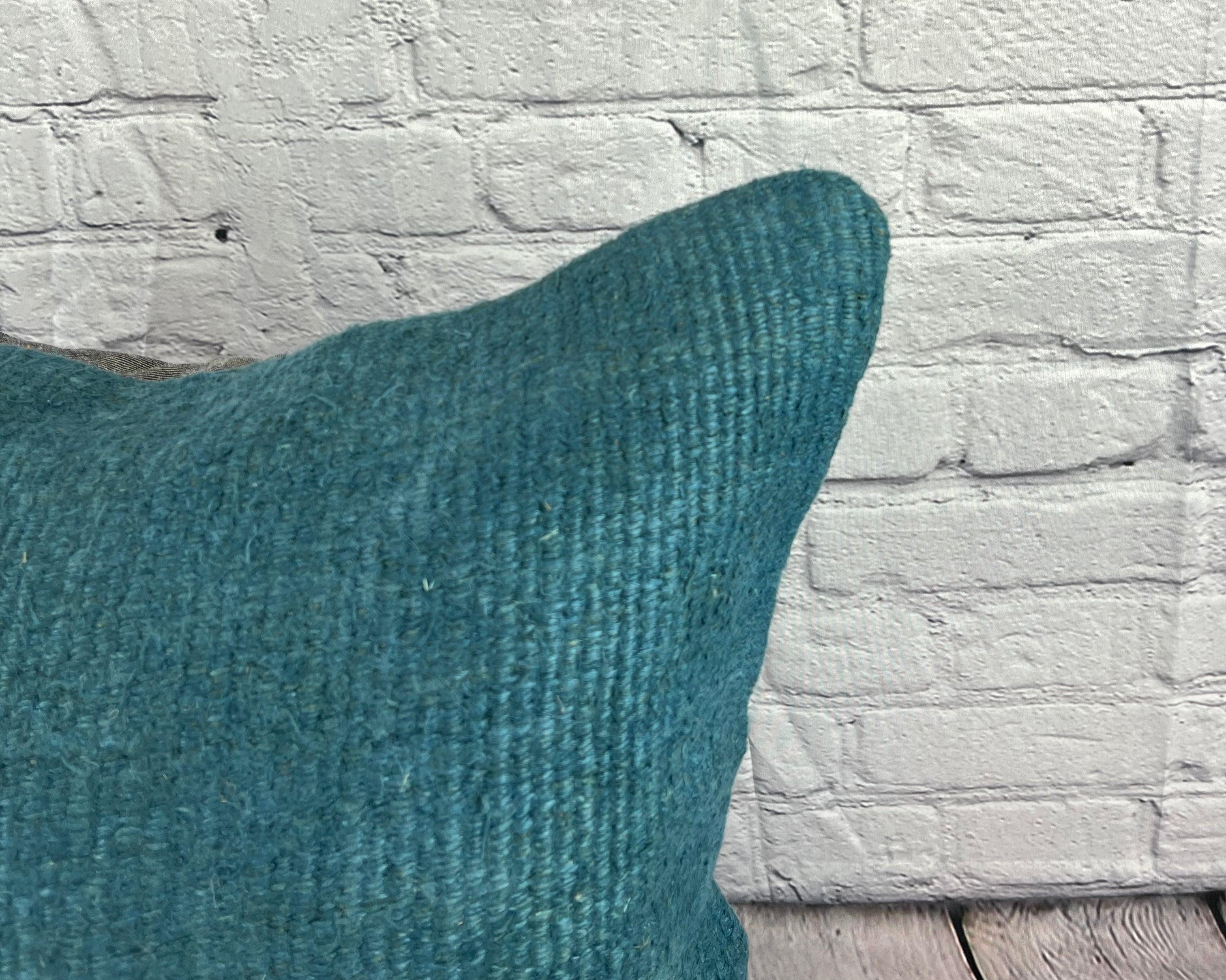 Turc Coussin de coussin turc bleu naturel 20 x 20, couvercle de coussin n° 6432 en vente