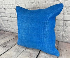 20 x 20 Hemp Pillow Turkish Cushion Natural Blue Pillow Cushion Cover #6448