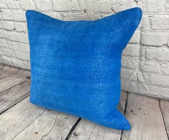 20 x 20 Hemp Pillow Turkish Cushion Natural Blue Pillow Cushion Cover #6451