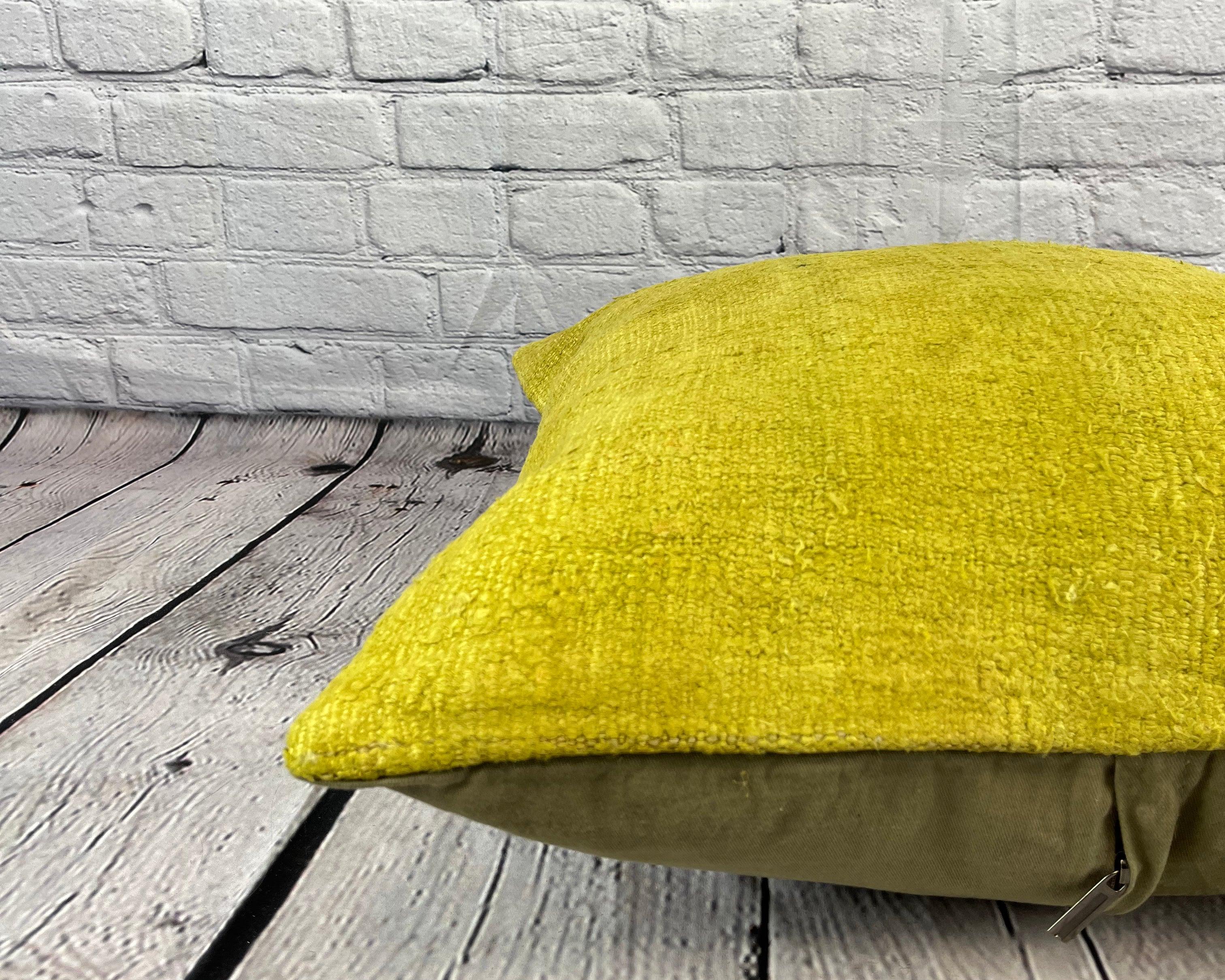 20 x 20 Almohada de cáñamo Cojín turco Almohada verde natural Funda de cojín #6299 Anudado a mano en venta