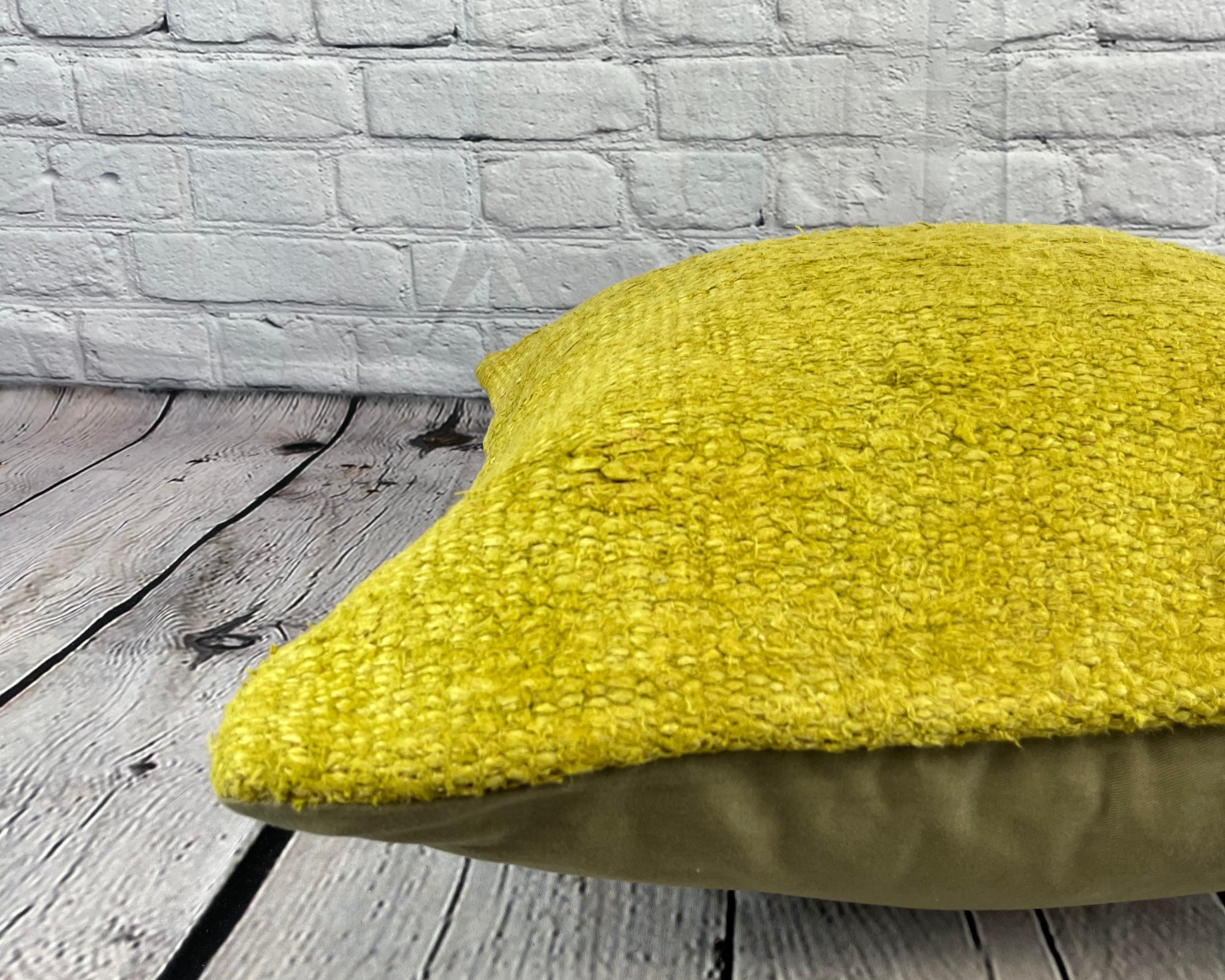 Noué à la main Coussin de coussin turc vert naturel 20 x 20, couvercle de coussin n° 6302 en vente