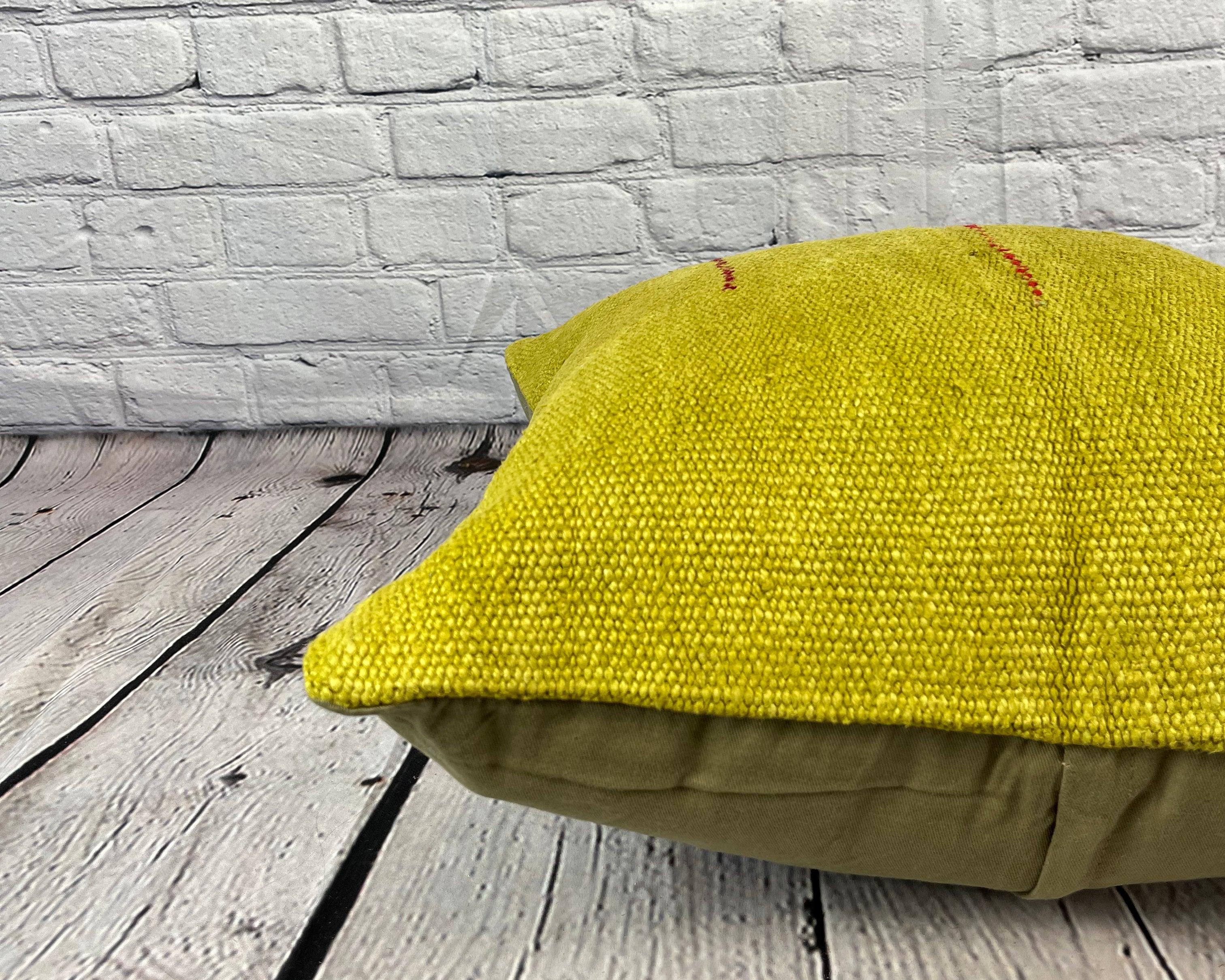 Noué à la main Coussin de coussin turc vert naturel 20 x 20, couvercle de coussin n° 6303 en vente