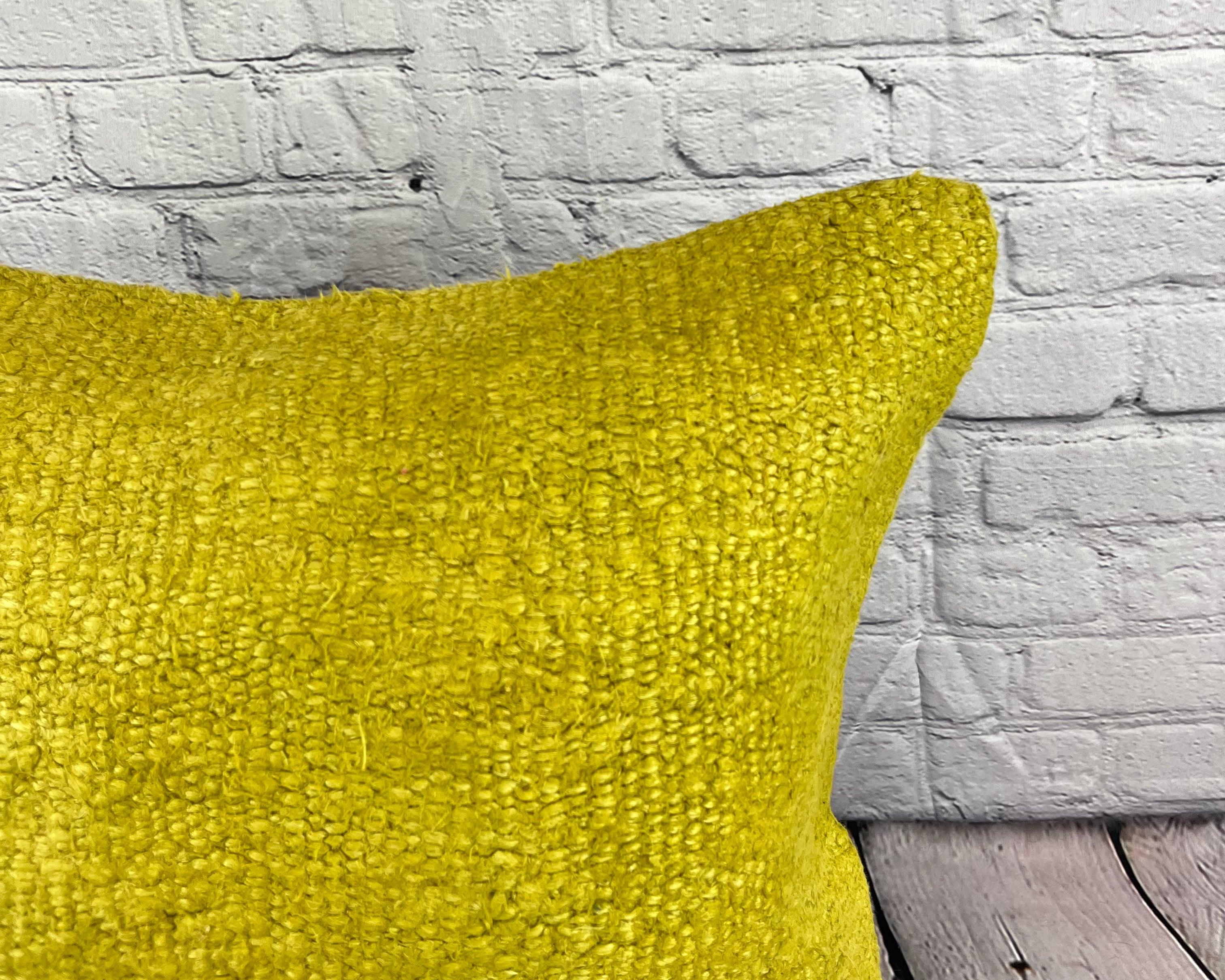 20 x 20 Hemp Kissen Türkisches Kissen Natürliches Grünes Kissen Cushion Cover #6307 (Handgeknüpft) im Angebot