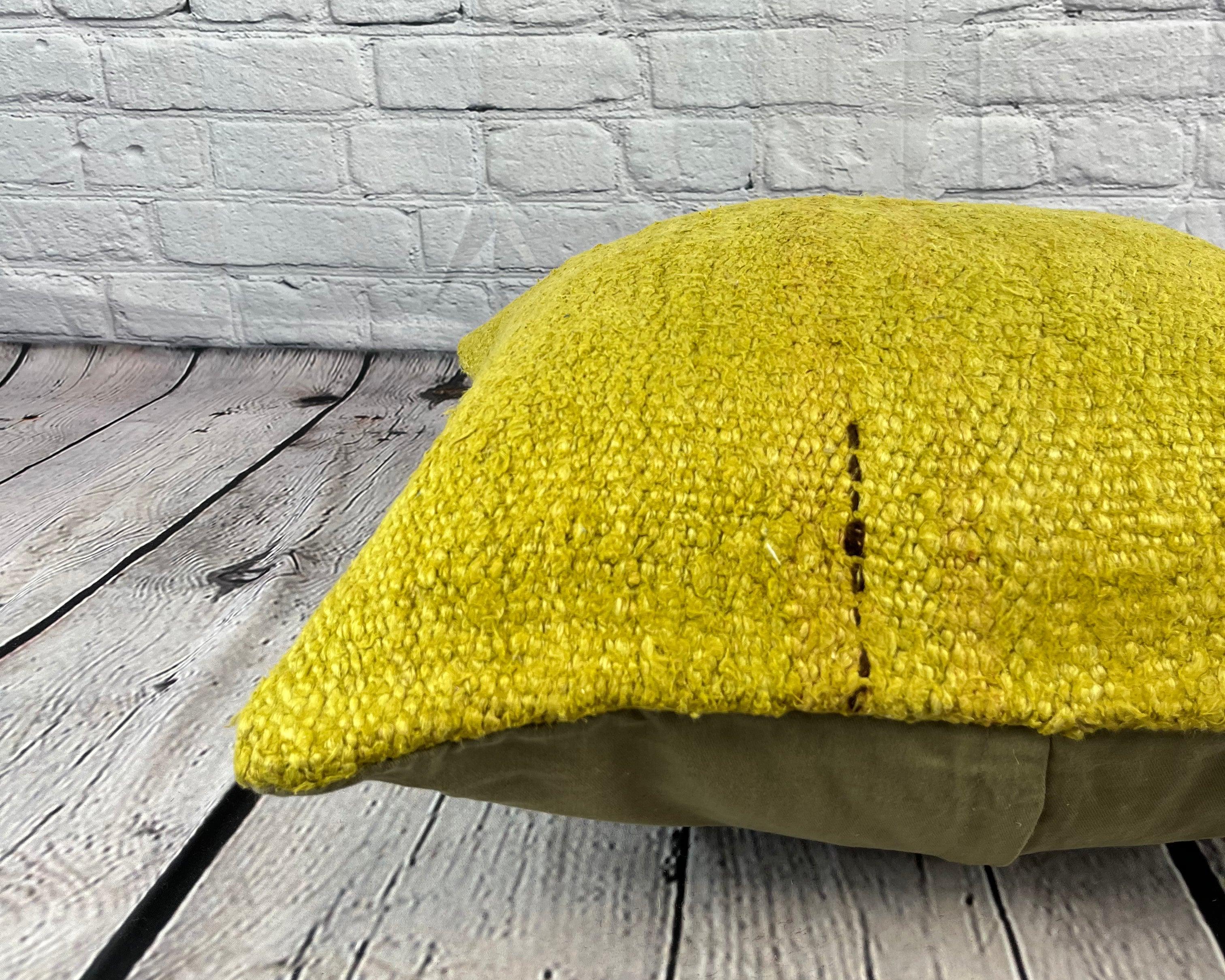 Noué à la main Coussin de coussin turc vert naturel 20 x 20, couvercle de coussin n° 6309 en vente
