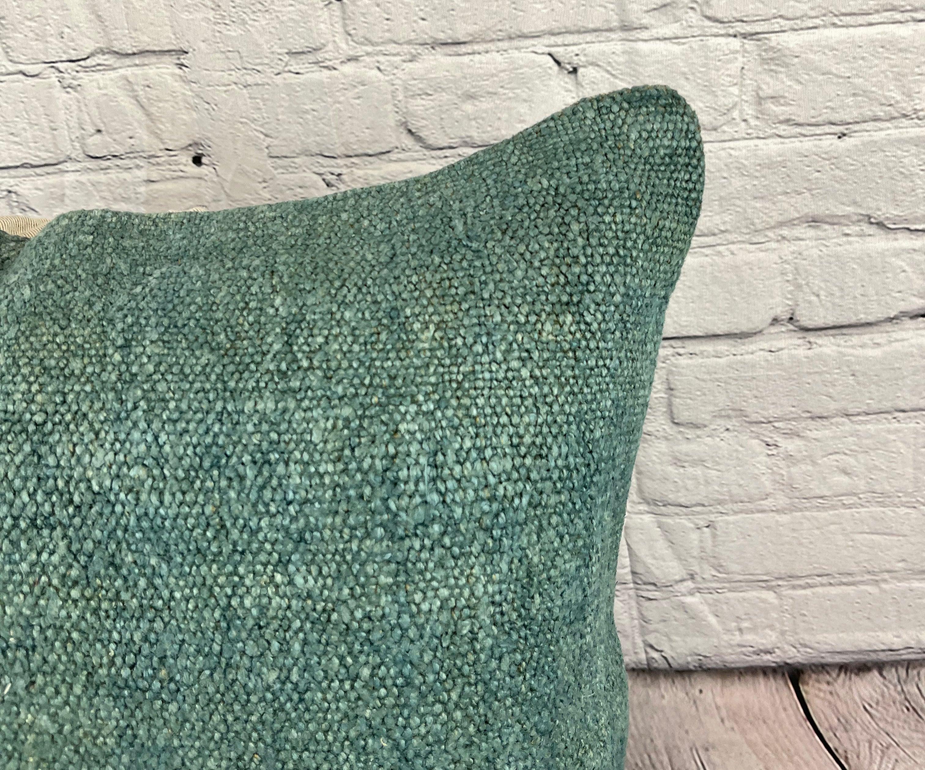 20 x 20 Hemp Kissen Türkisches Kissen Natürliches Grünes Kissen Cushion Cover #6365 (Handgeknüpft) im Angebot