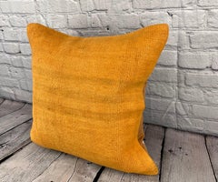 20 x 20 Hemp Pillow Turkish Cushion Natural Orange Pillow Cushion Cover #6282