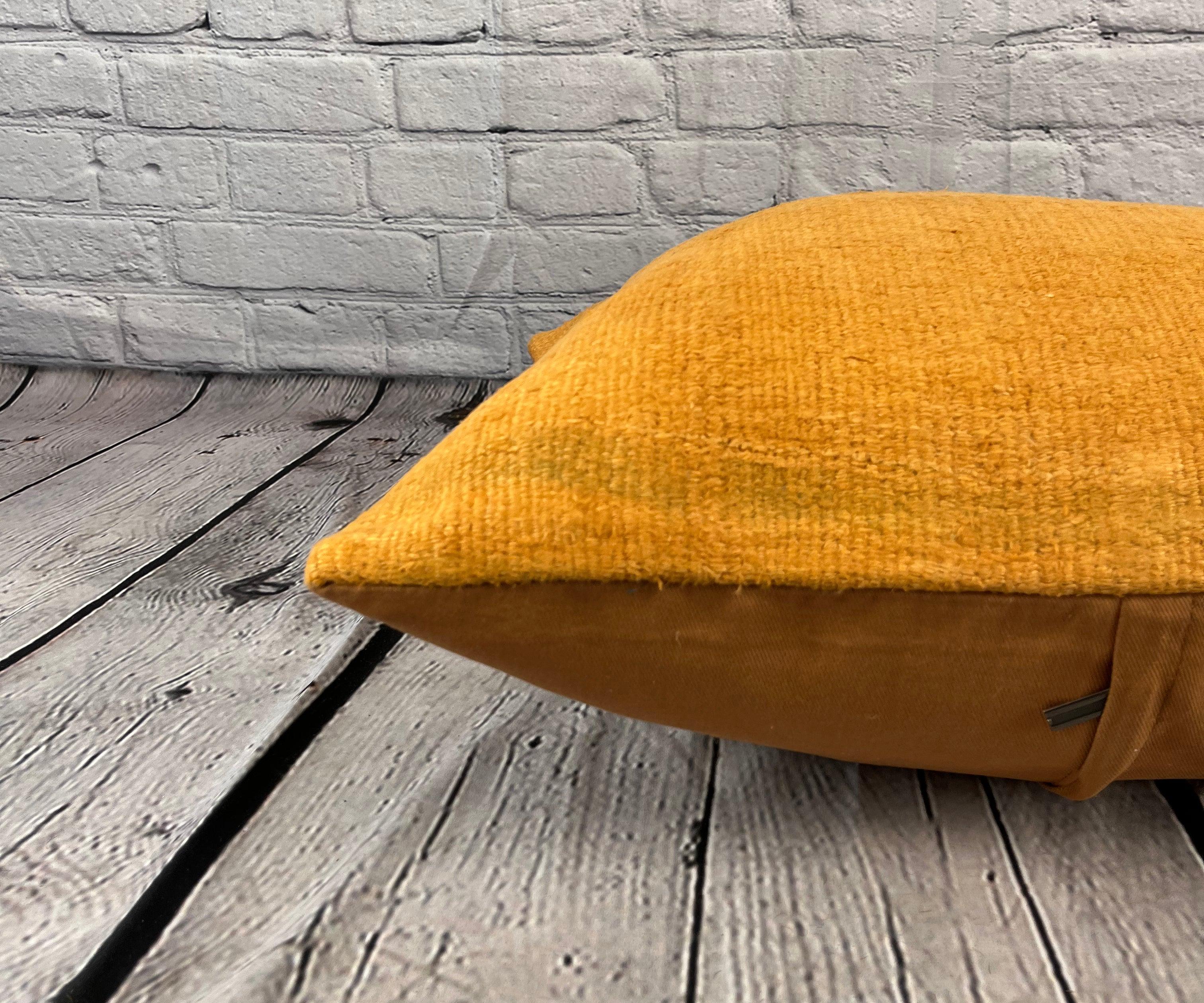 20 x 20 Hemp Kissen Türkisches Kissen mit natürlichem orangefarbenem Kissen-Kissenbezug #6282 im Zustand „Neu“ im Angebot in Houston, TX