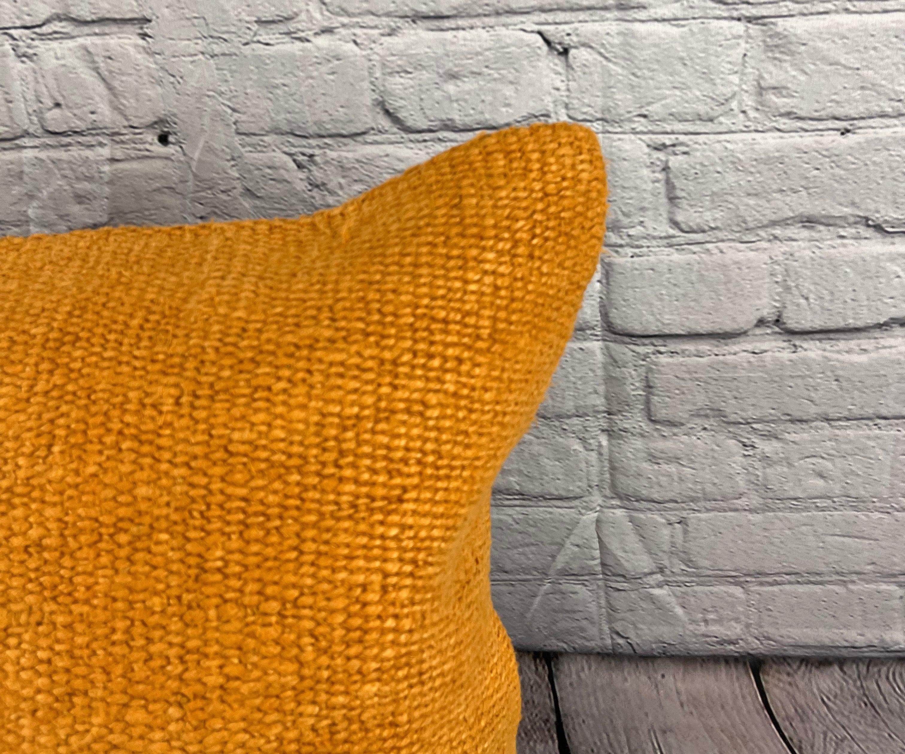 20 x 20 Hemp Kissen Türkisches Kissen mit natürlichem orangefarbenem Kissen-Kissenbezug #6283 (Handgeknüpft) im Angebot