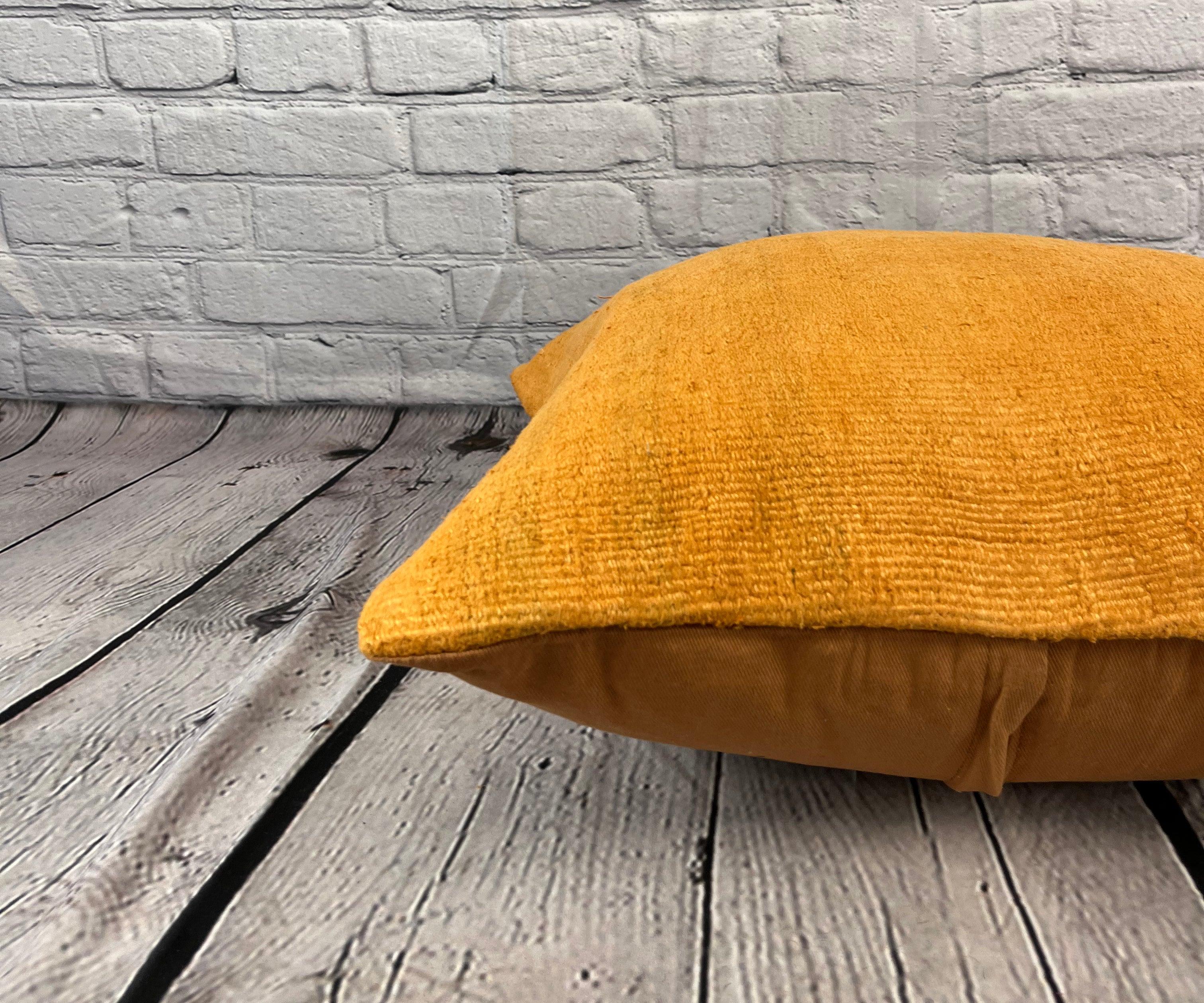 Annodato a mano 20 x 20 Cuscino in canapa Cuscino turco Nature Arancione Copricuscino #6284 in vendita