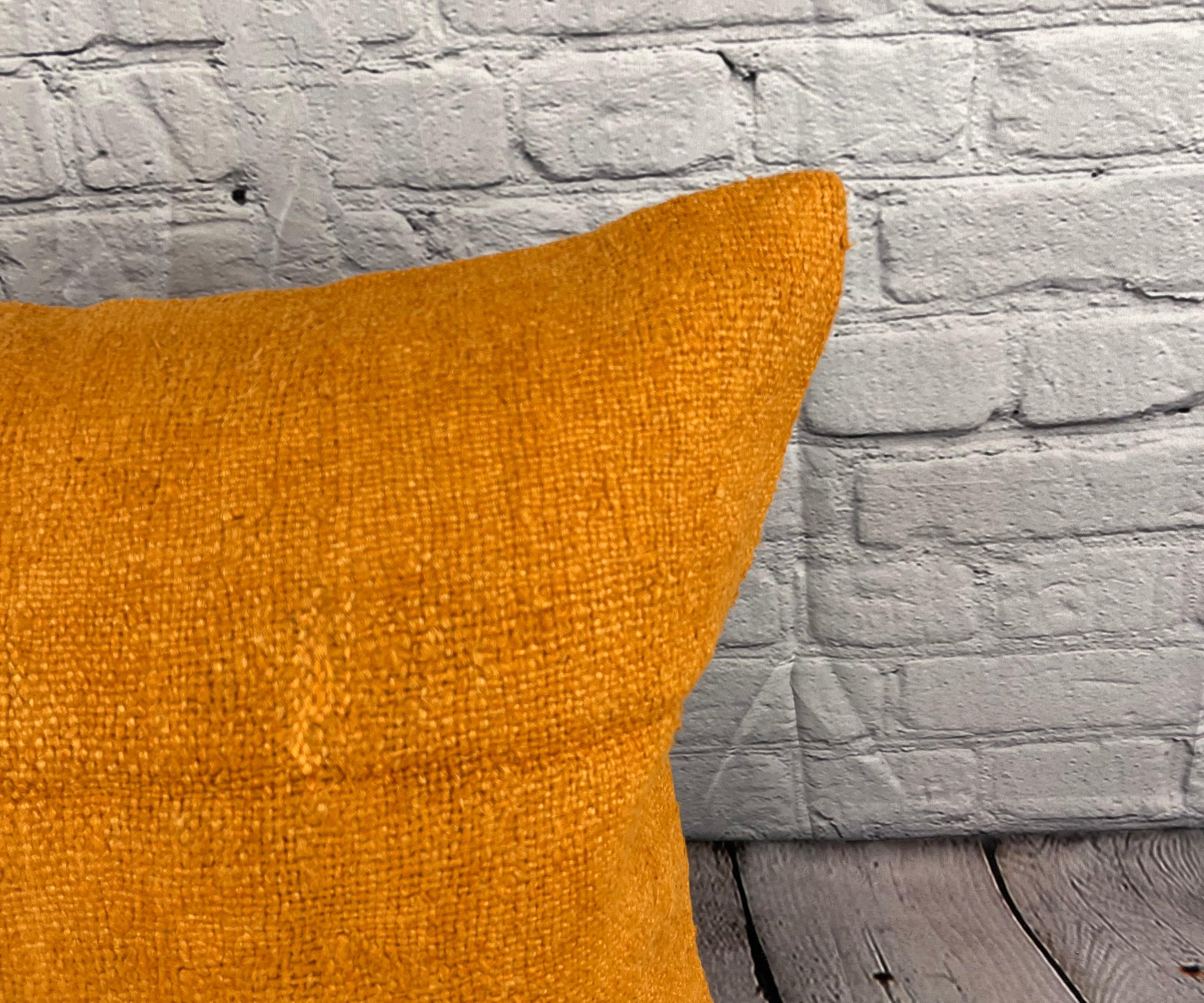 Annodato a mano 20 x 20 Cuscino Hempe Cuscino Turco Nature Arancione Cuscino Copri Cuscino #6286 in vendita