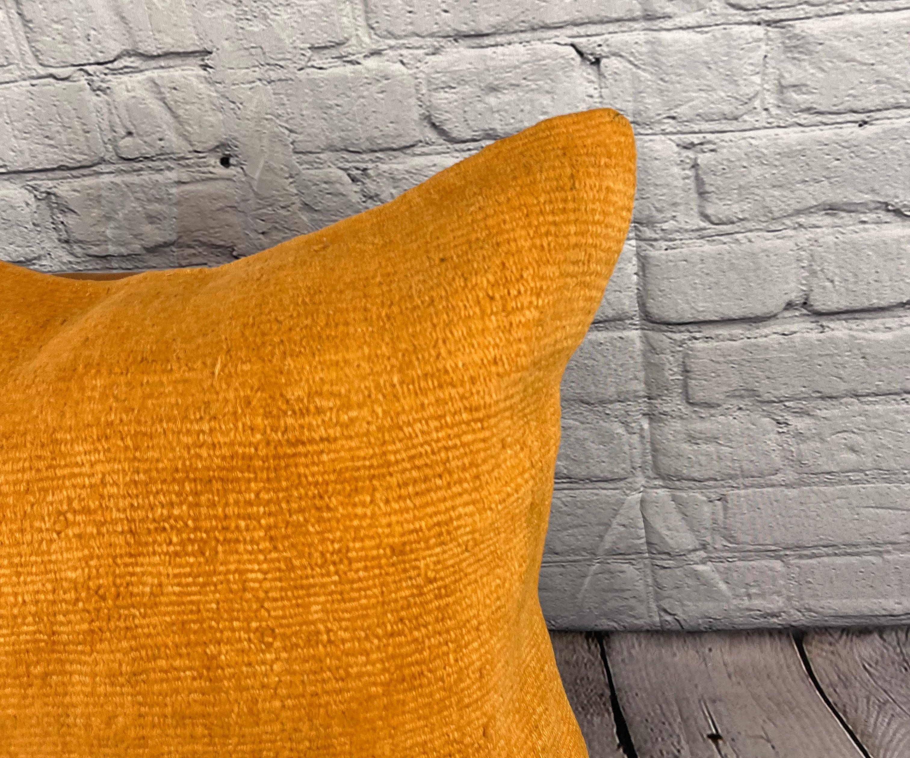 Annodato a mano 20 x 20 Cuscino Hempe Cuscino Turco Nature Arancione Cuscino Copri Cuscino #6287 in vendita