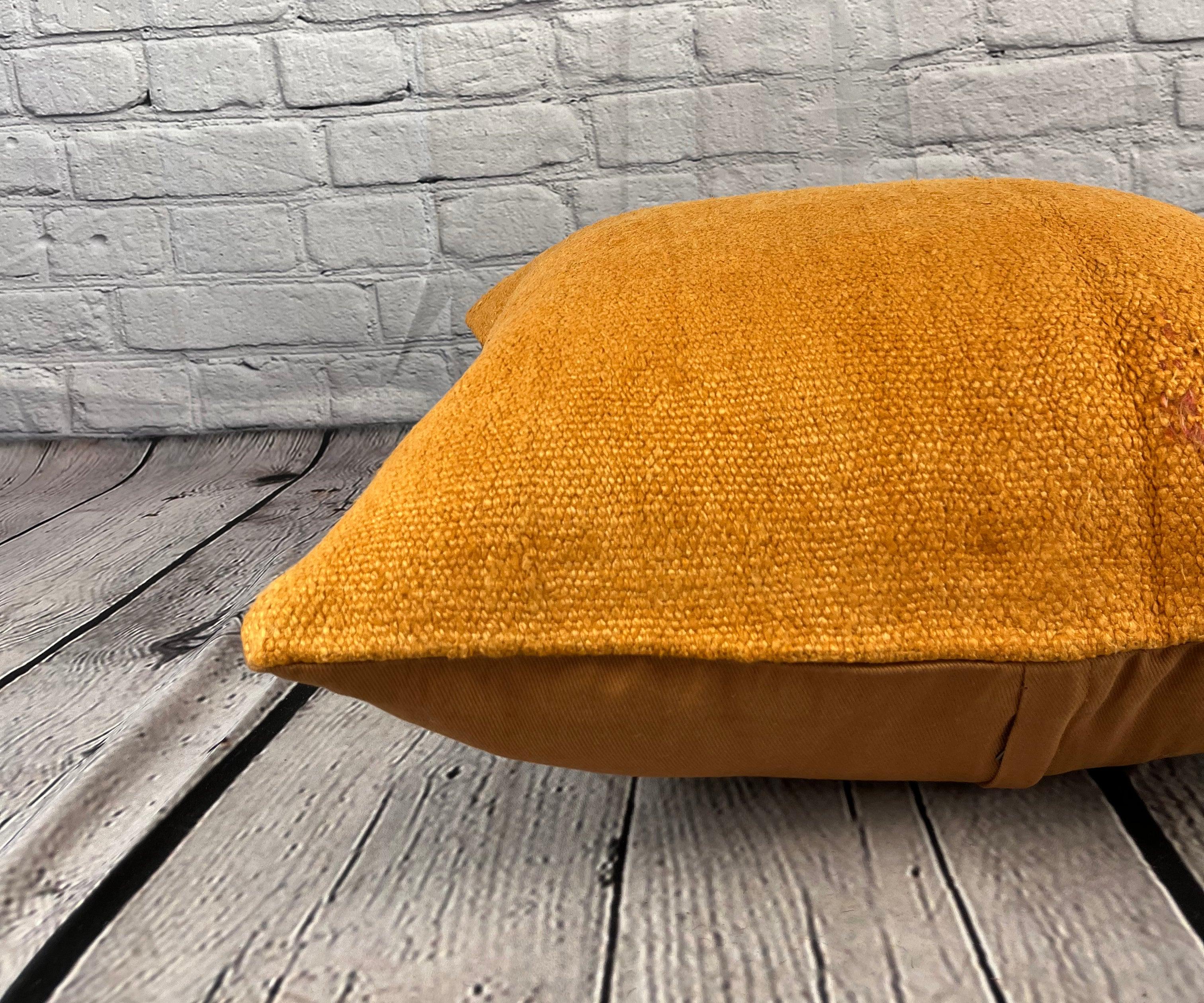20 x 20 Cojín de cáñamo Cojín turco Cojín naranja natural Funda de cojín #6290 Anudado a mano en venta