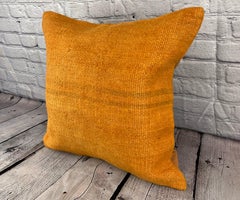 20 x 20 Hemp Pillow Turkish Cushion Natural Orange Pillow Cushion Cover #6292