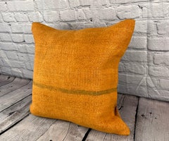 20 x 20 Hemp Pillow Turkish Cushion Natural Orange Pillow Cushion Cover #6293