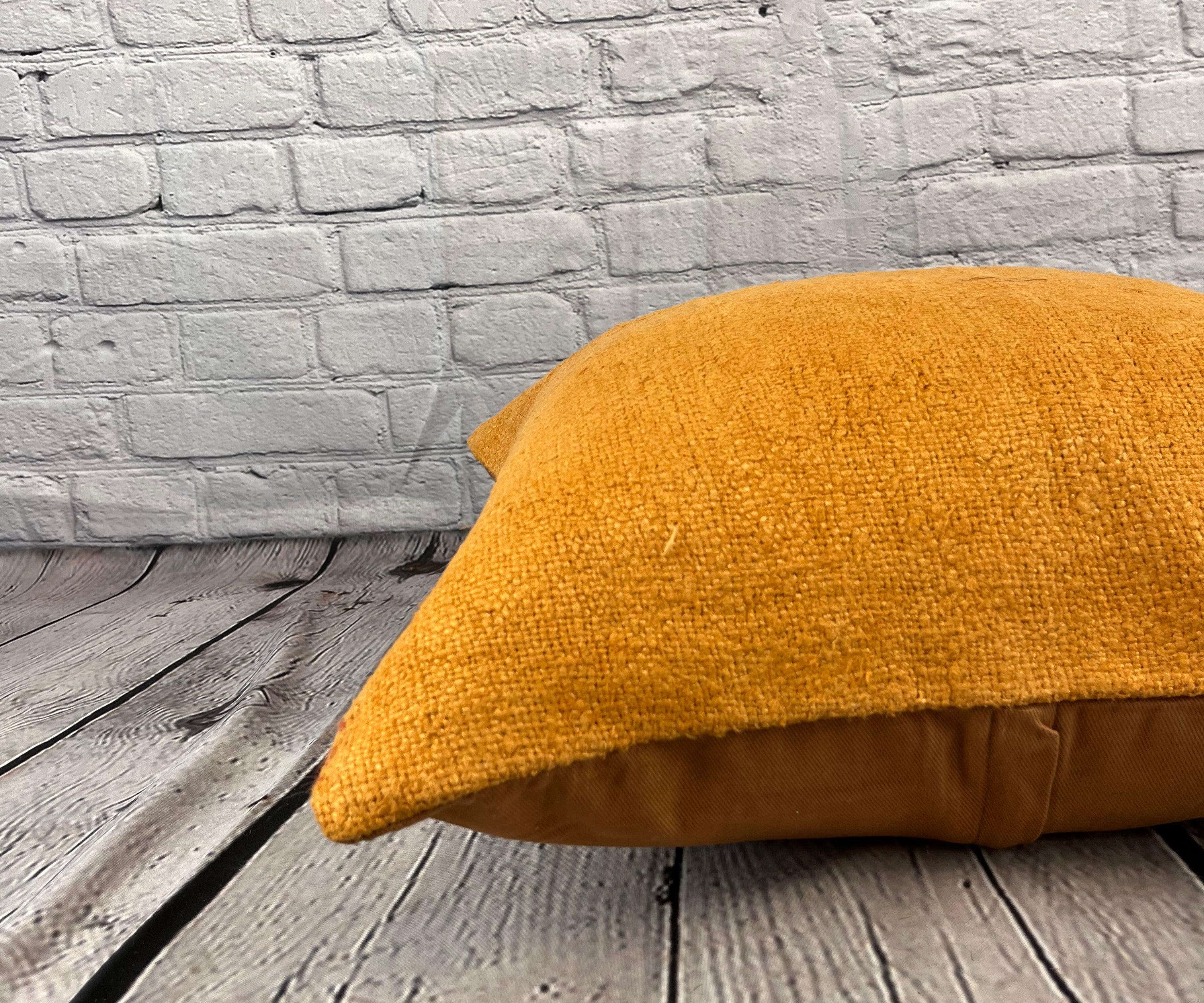 20 x 20 Hemp Pillow Turkish Cushion Natural Orange Pillow Cushion Cover #6294 In New Condition For Sale In Houston, TX