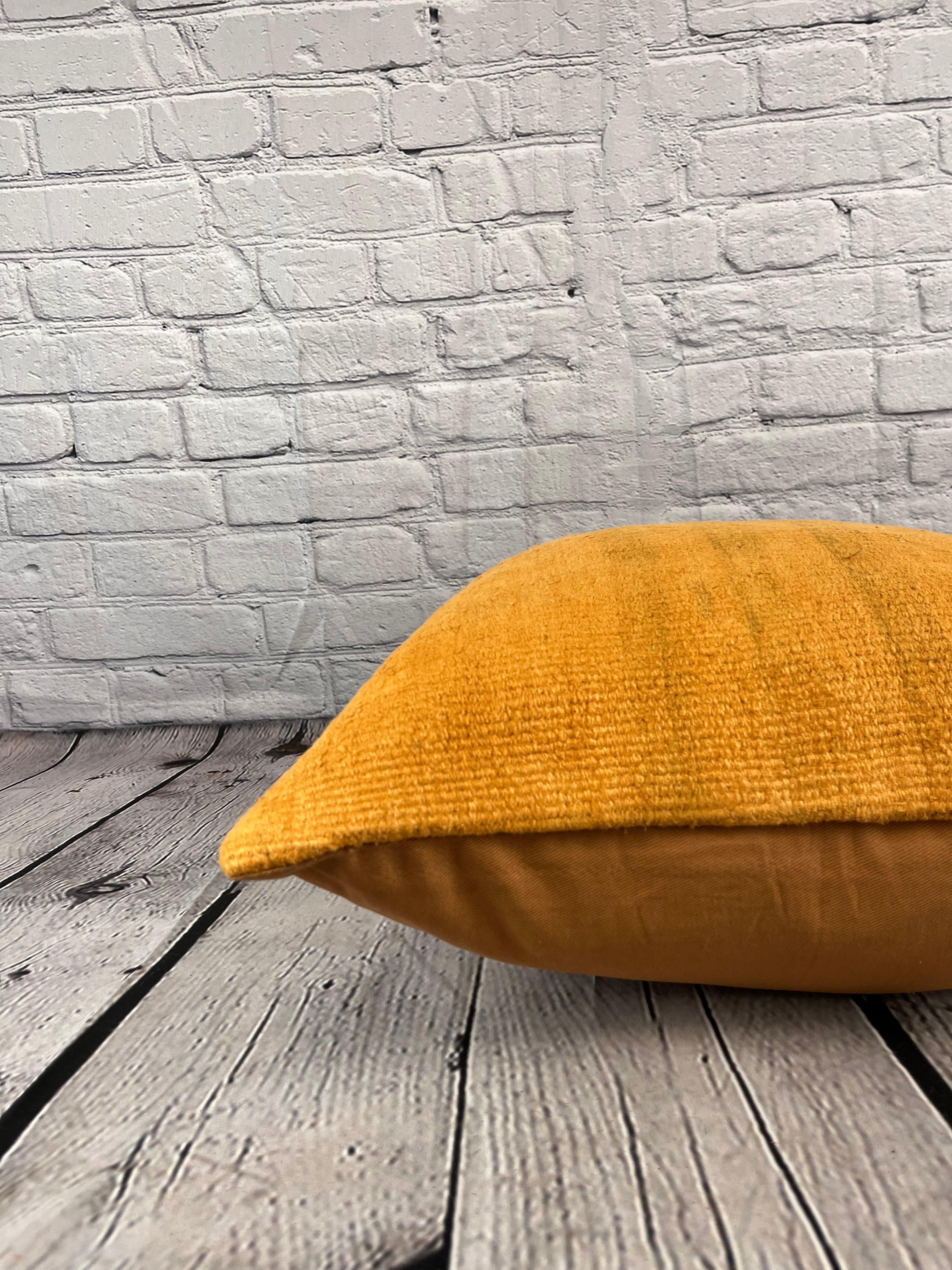 Annodato a mano 20 x 20 Cuscino in canapa Cuscino turco Nature Arancione Copricuscino #6297 in vendita