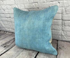 20 x 20 Hemp Pillow Turkish Cushion Natural Sky Blue Pillow Cushion Cover #6436