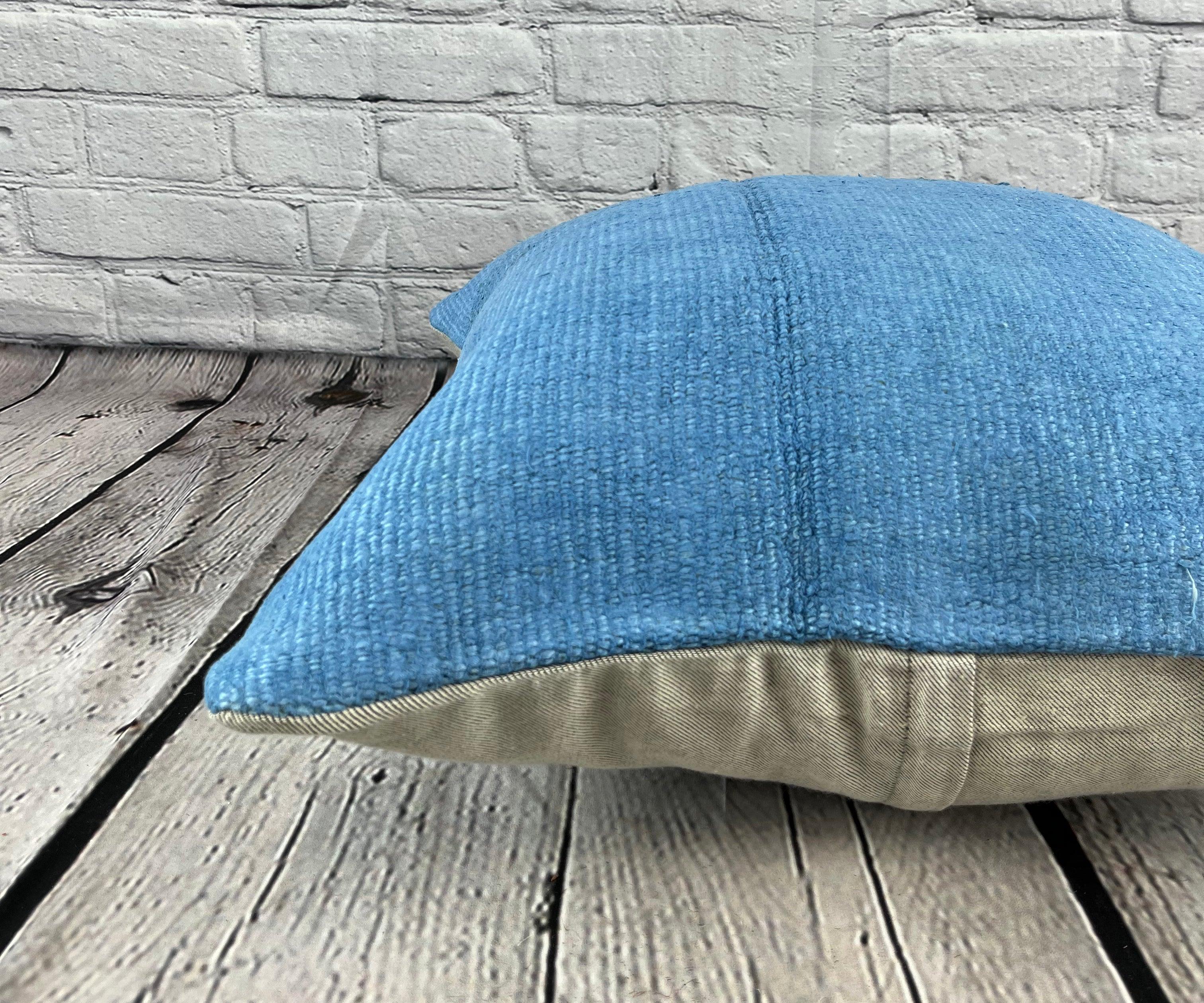 20 x 20 Hemp Kissen Türkisches Kissen mit natürlichem Himmelblauem Kissenbezug #6441 im Zustand „Neu“ im Angebot in Houston, TX