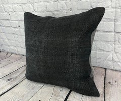 20 x 20 Hemp Turkish Cushion Natural Grayish Black Pillow Cushion Cover #6326