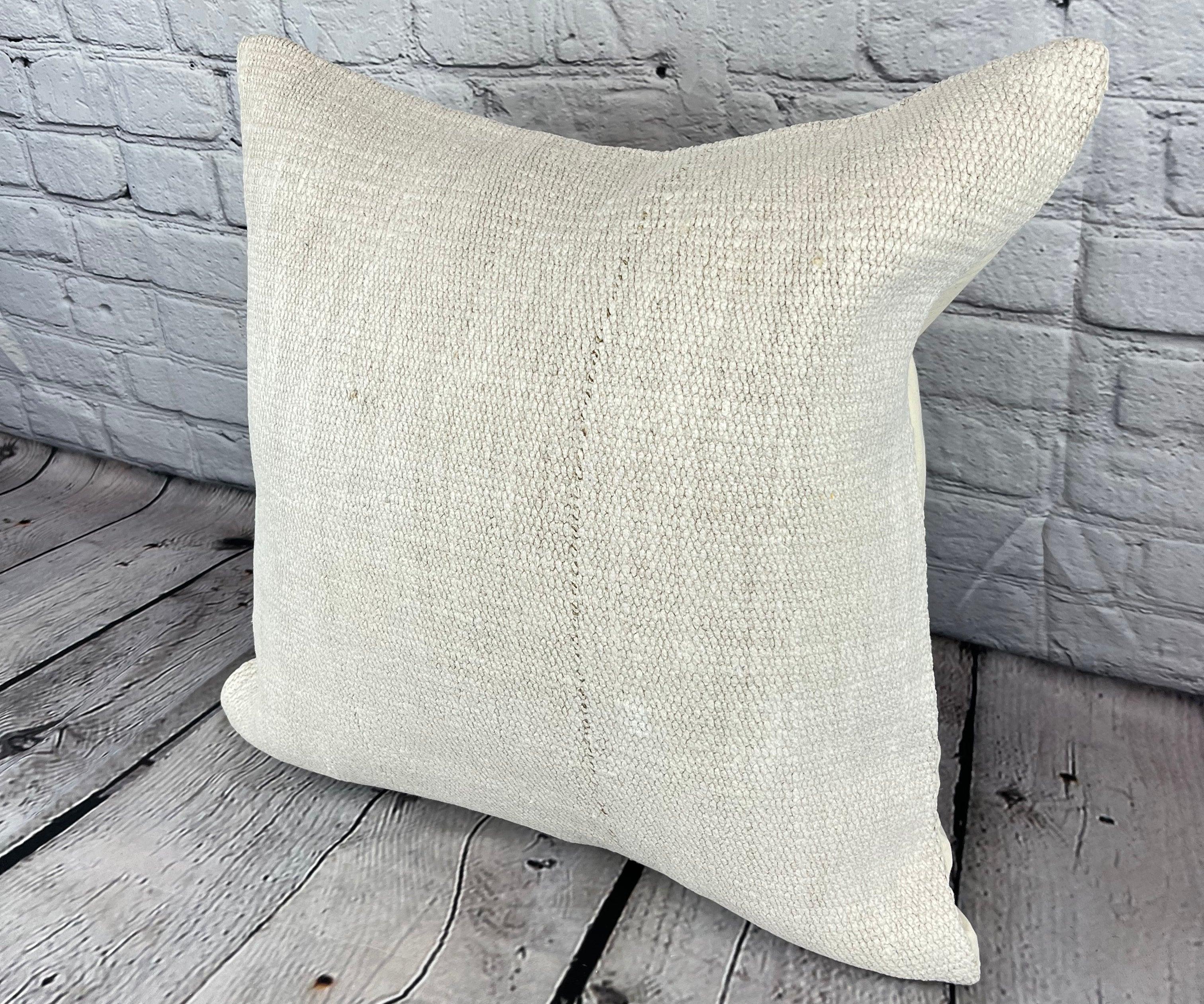 20 x 20 Hemp Pillow Turkish Cushion Natural Grayish White Pillow Cushion Cover #6485 Elevate your home decor with our Hemp Pillow Turkish Cushion. This exquisite pillow cover, meticulously handwoven, adds a touch of elegance and sophistication to