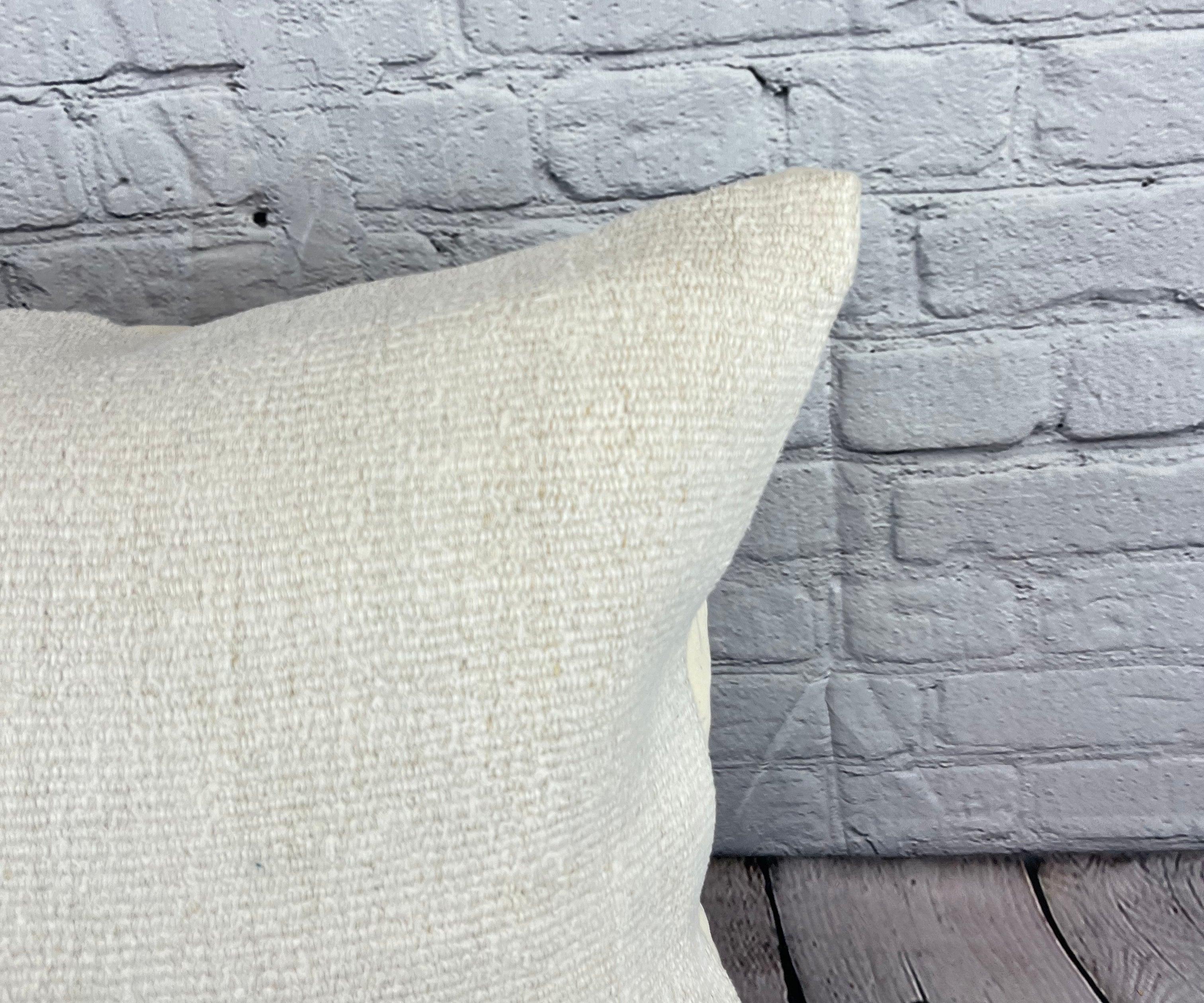 20 x 20 Cojín Turco de Cáñamo Blanco Grisáceo Natural Funda de Cojín #6502 Anudado a mano en venta