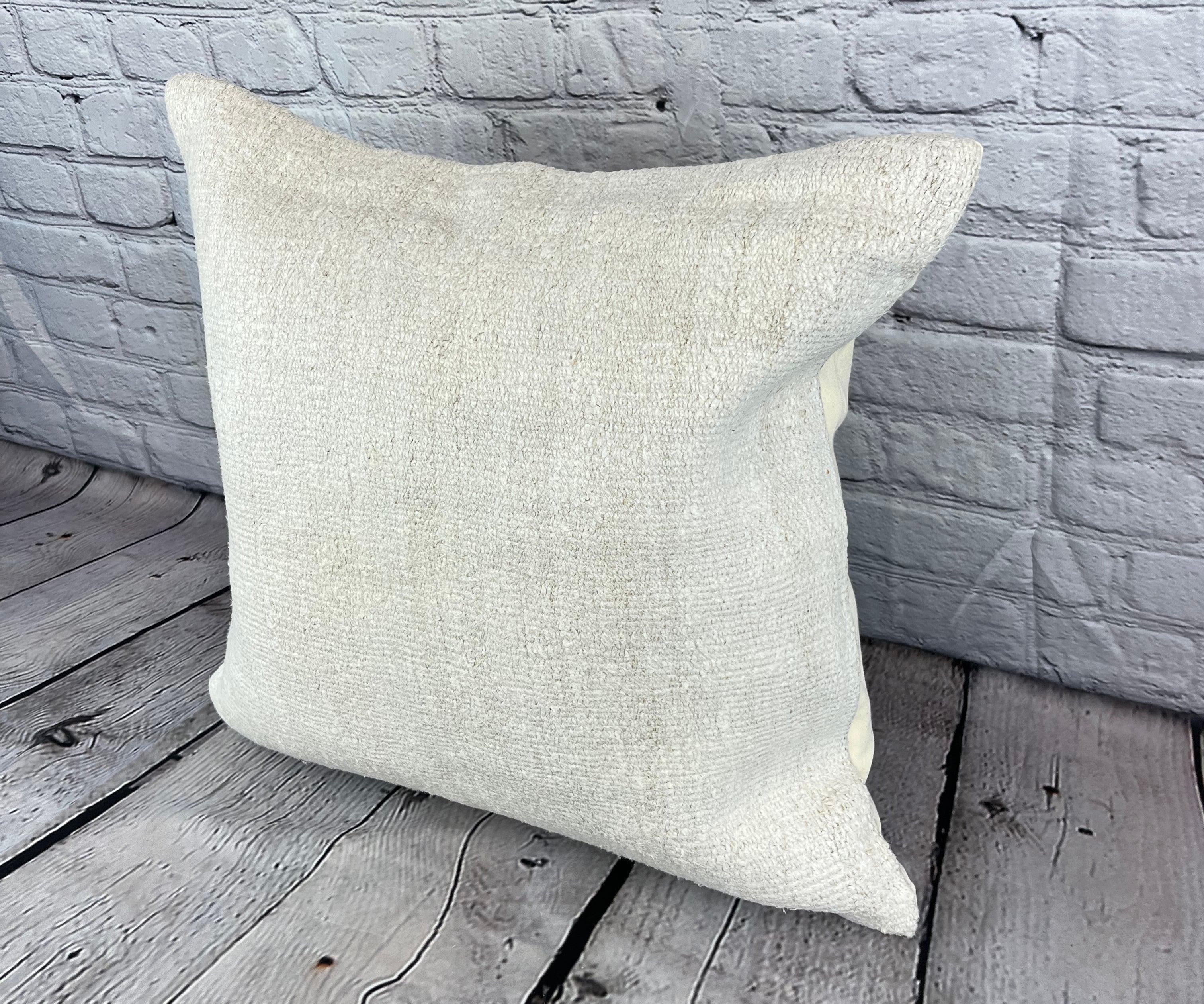 20 x 20 Hemp Pillow Turkish Cushion Natural Grayish White Pillow Cushion Cover #6505 Elevate your home decor with our Hemp Pillow Turkish Cushion. This exquisite pillow cover, meticulously handwoven, adds a touch of elegance and sophistication to