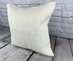 20 x 20 Hemp Turkish Cushion Natural Grayish White Pillow Cushion Cover #6508