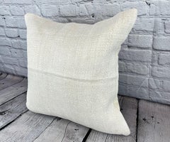 20 x 20 Hemp Turkish Cushion Natural Grayish White Pillow Cushion Cover #6536
