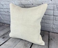 20 x 20 Hemp Turkish Cushion Natural Grayish White Pillow Cushion Cover #6538