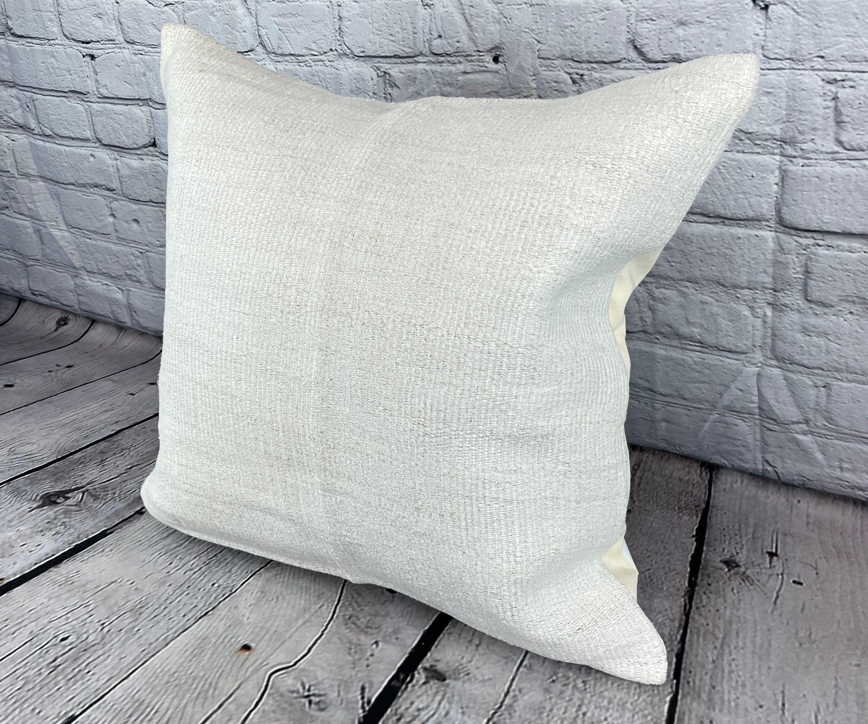 20 x 20 Hemp Pillow Turkish Cushion Natural Grayish White Pillow Cushion Cover #6541 Elevate your home decor with our Hemp Pillow Turkish Cushion. This exquisite pillow cover, meticulously handwoven, adds a touch of elegance and sophistication to