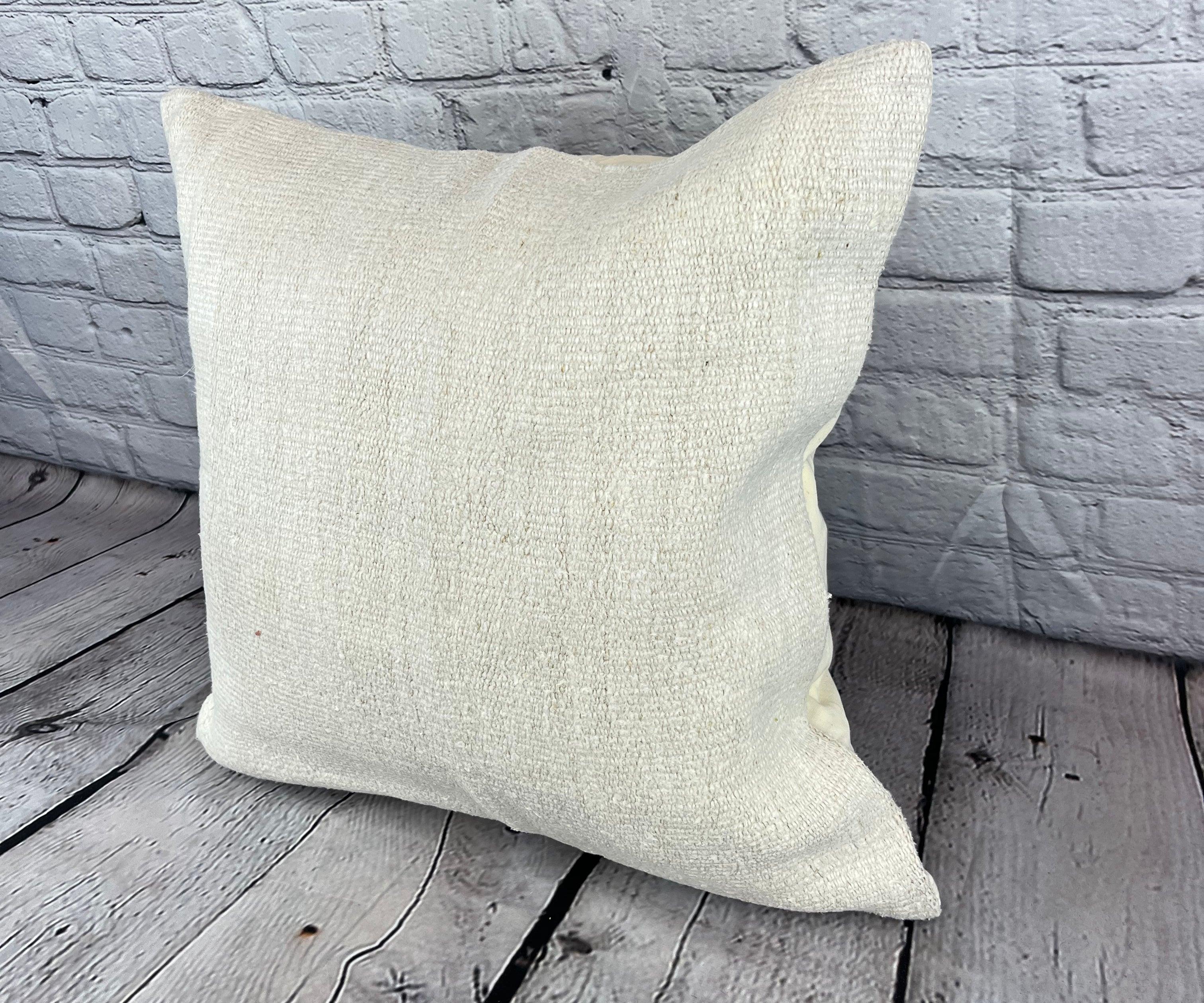 20 x 20 Hemp Pillow Turkish Cushion Natural Grayish White Pillow Cushion Cover #6545 Elevate your home decor with our Hemp Pillow Turkish Cushion. This exquisite pillow cover, meticulously handwoven, adds a touch of elegance and sophistication to