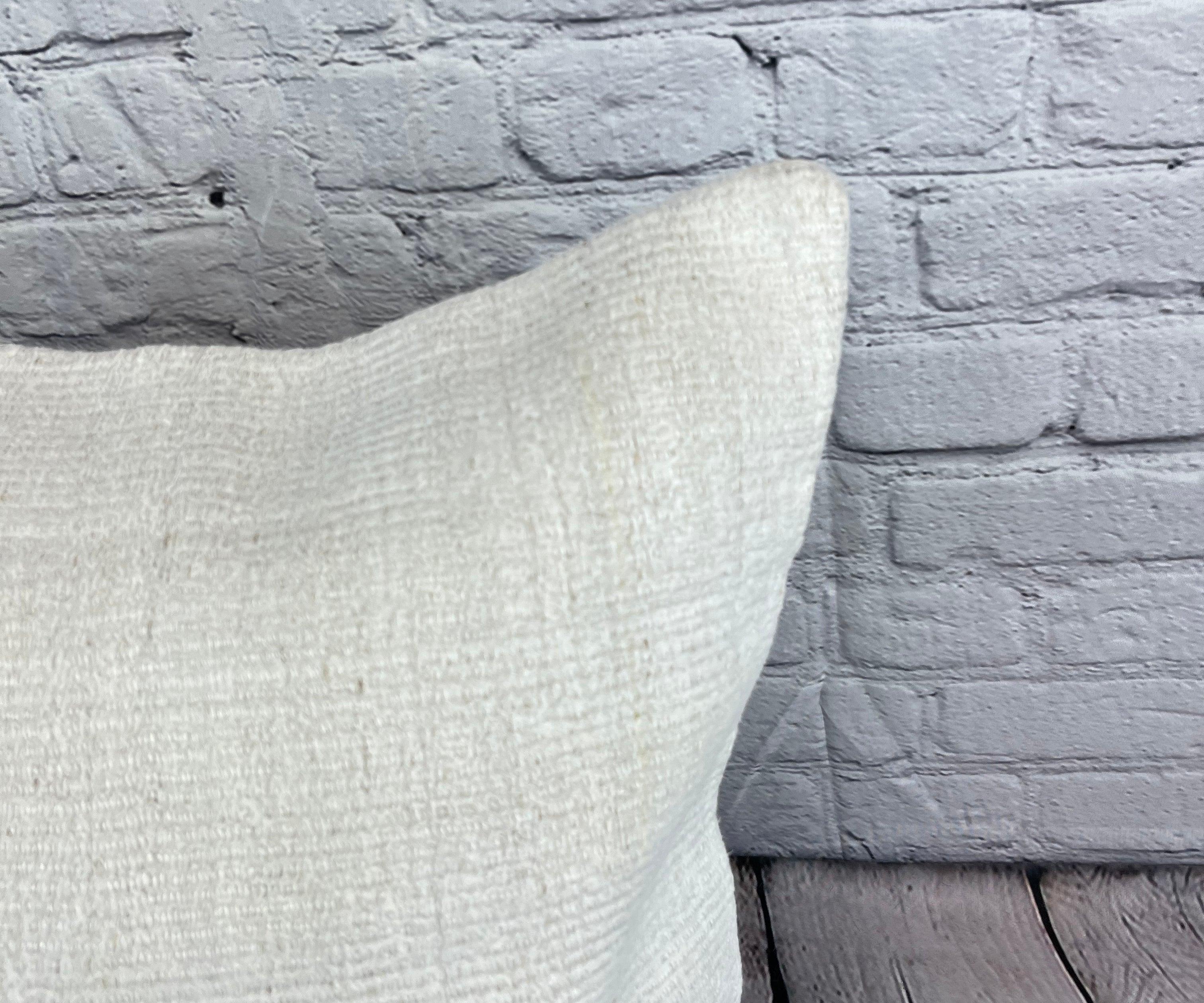 Annodato a mano 20 x 20 Cuscino Turco in Canapa Nature Grigio Bianco Copricuscino #6551 in vendita