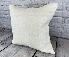 20 x 20 Hemp Turkish Cushion Natural Grayish White Pillow Cushion Cover #6552