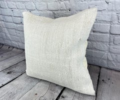 20 x 20 Hemp Turkish Cushion Natural Grayish White Pillow Cushion Cover #6554