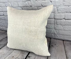 20 x 20 Hemp Turkish Cushion Natural Grayish White Pillow Cushion Cover #6557