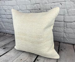 20 x 20 Hemp Turkish Cushion Natural Grayish White Pillow Cushion Cover #6560