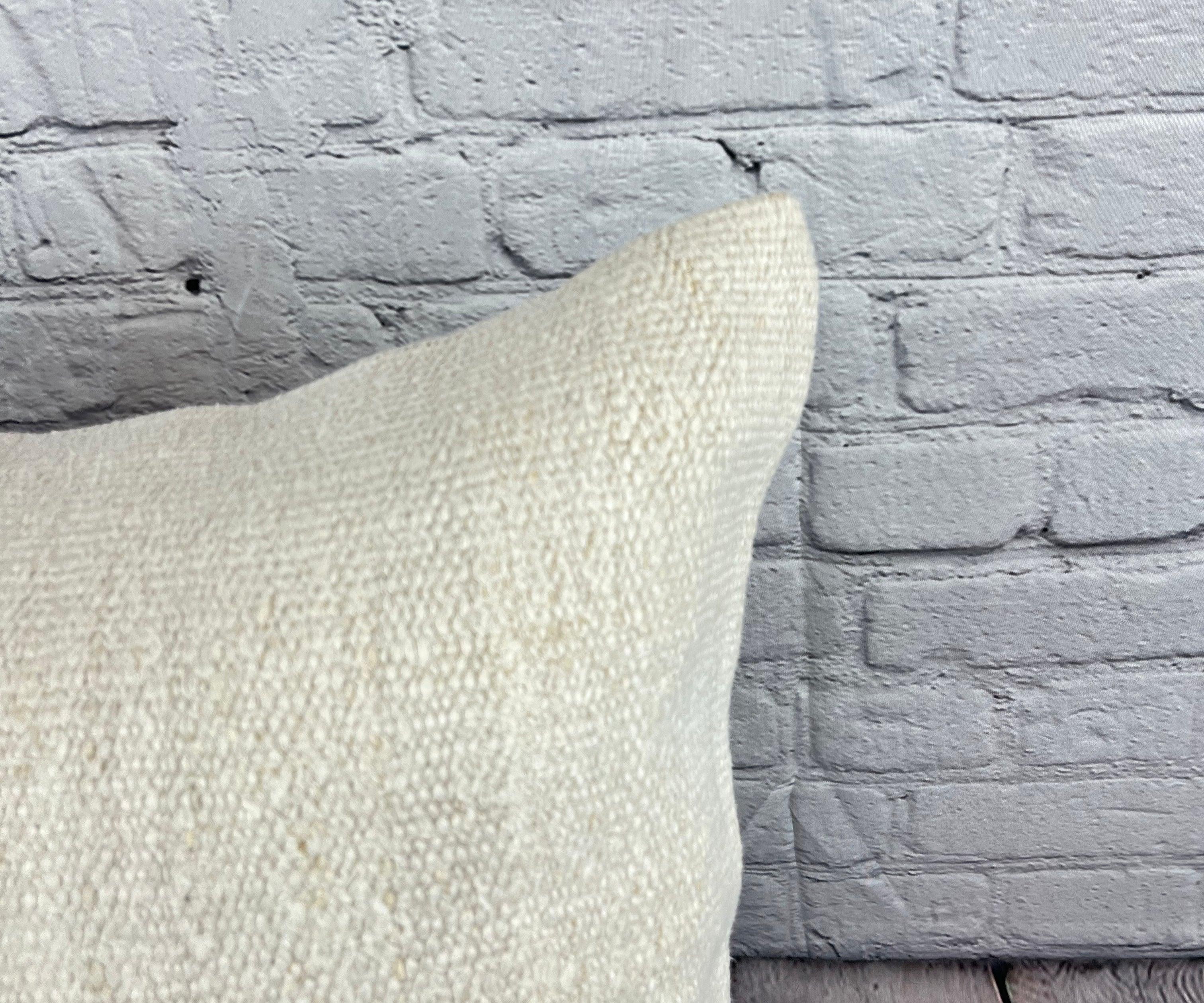 20 x 20 Cojín Turco de Cáñamo Blanco Grisáceo Natural Funda de Cojín #6565 Anudado a mano en venta